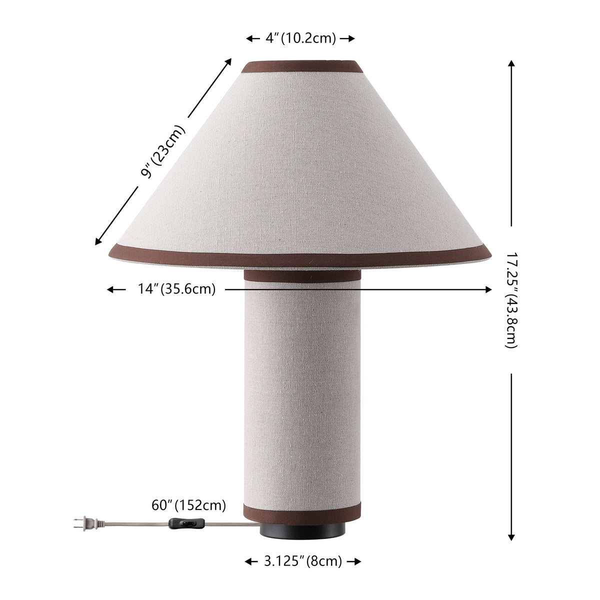 Demie Fabric and Resin Table Lamp in Oatmeal and Brown — 17.25″