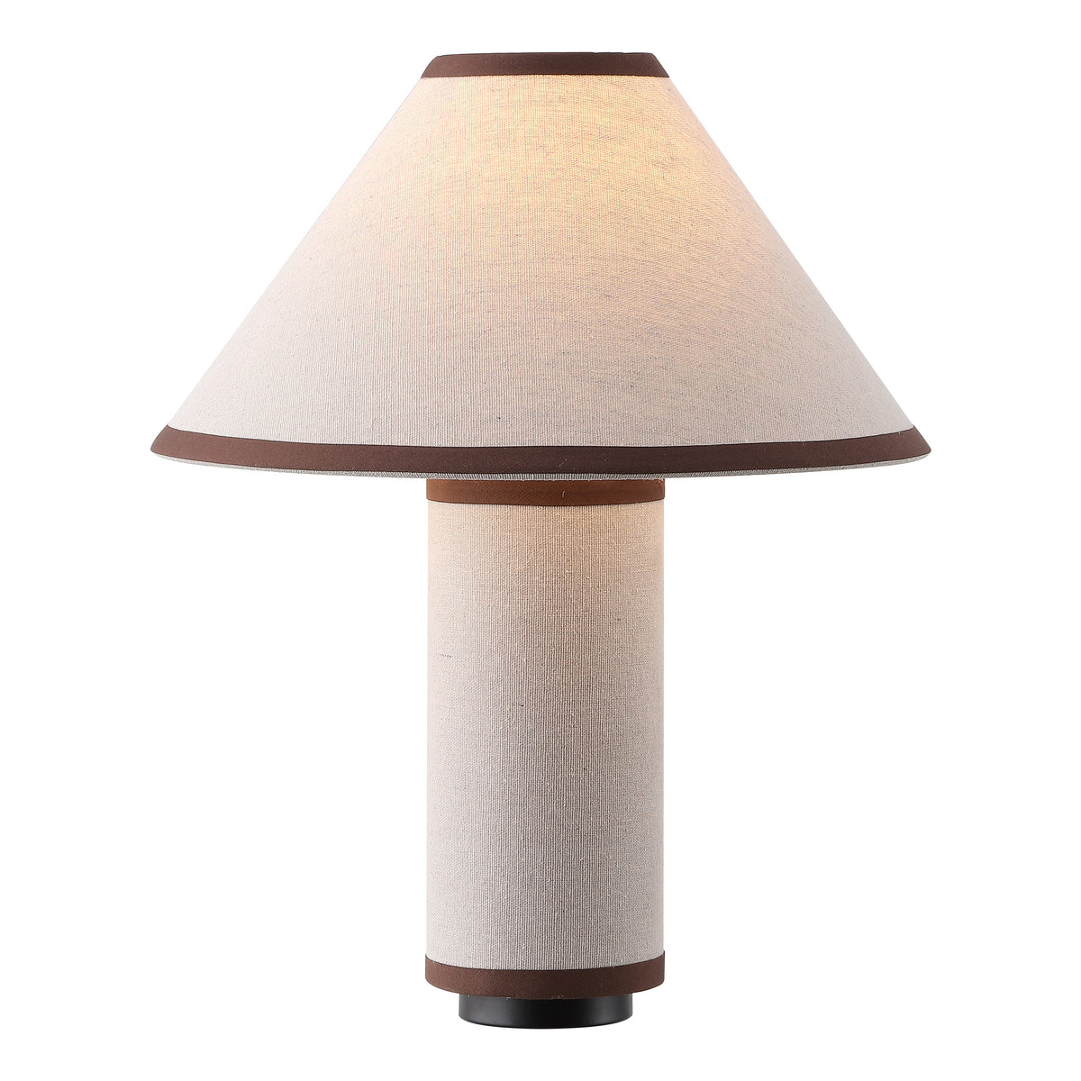 Demie Fabric and Resin Table Lamp in Oatmeal and Brown — 17.25″