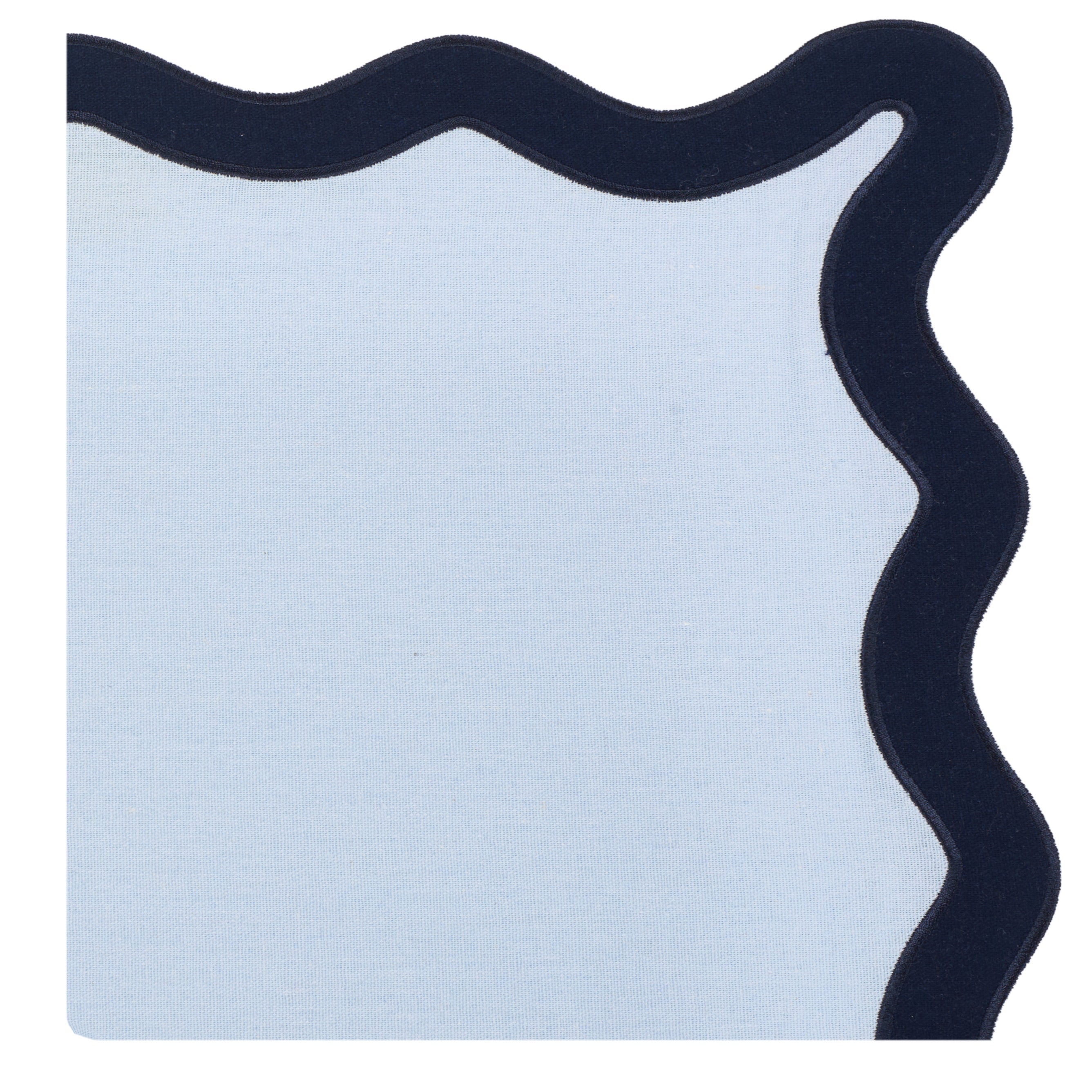 Hampton Pale Blue & Navy Trim Placemat & Napkin