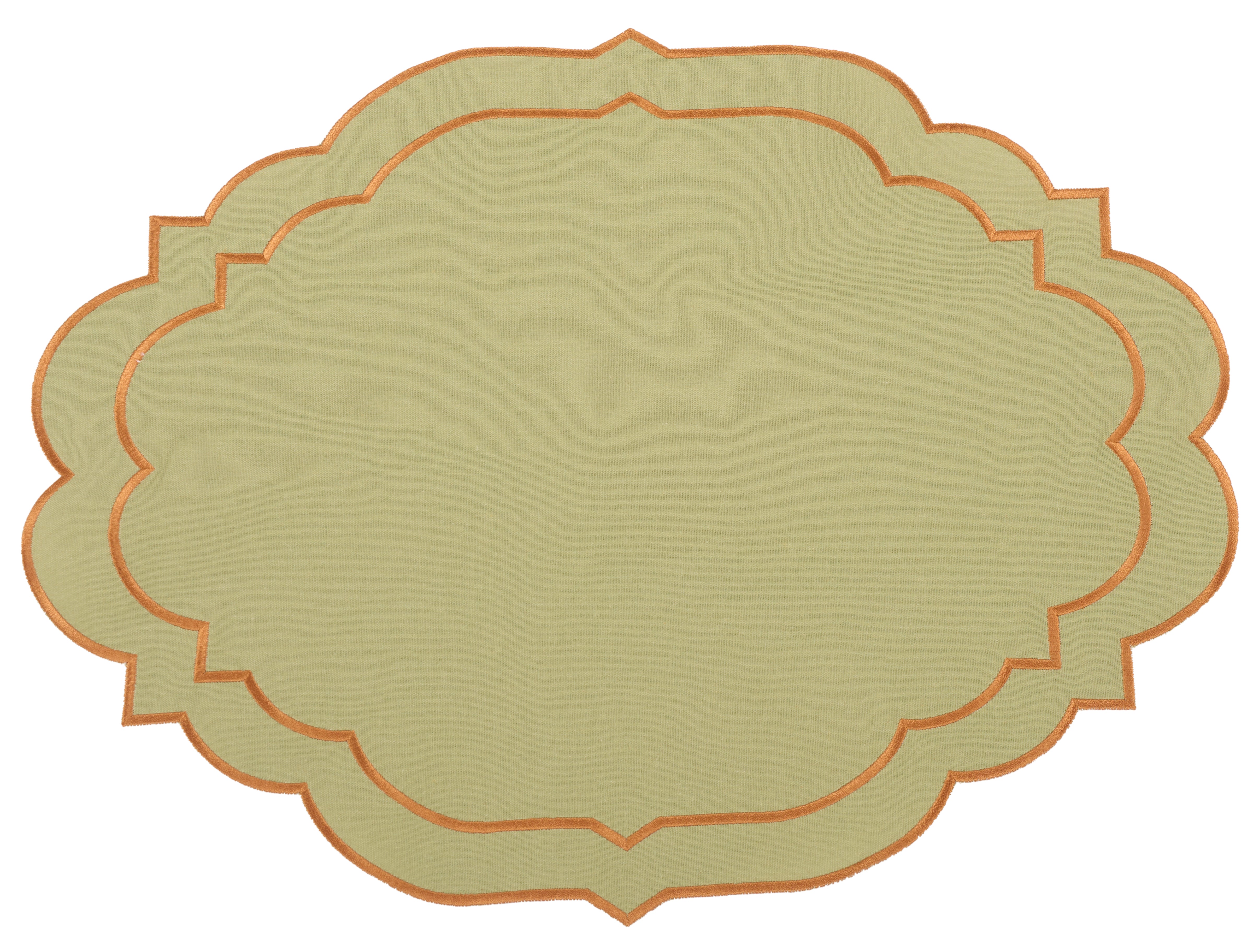 Alexandria Green & Orange Trim PLACEMAT & NAPKIN