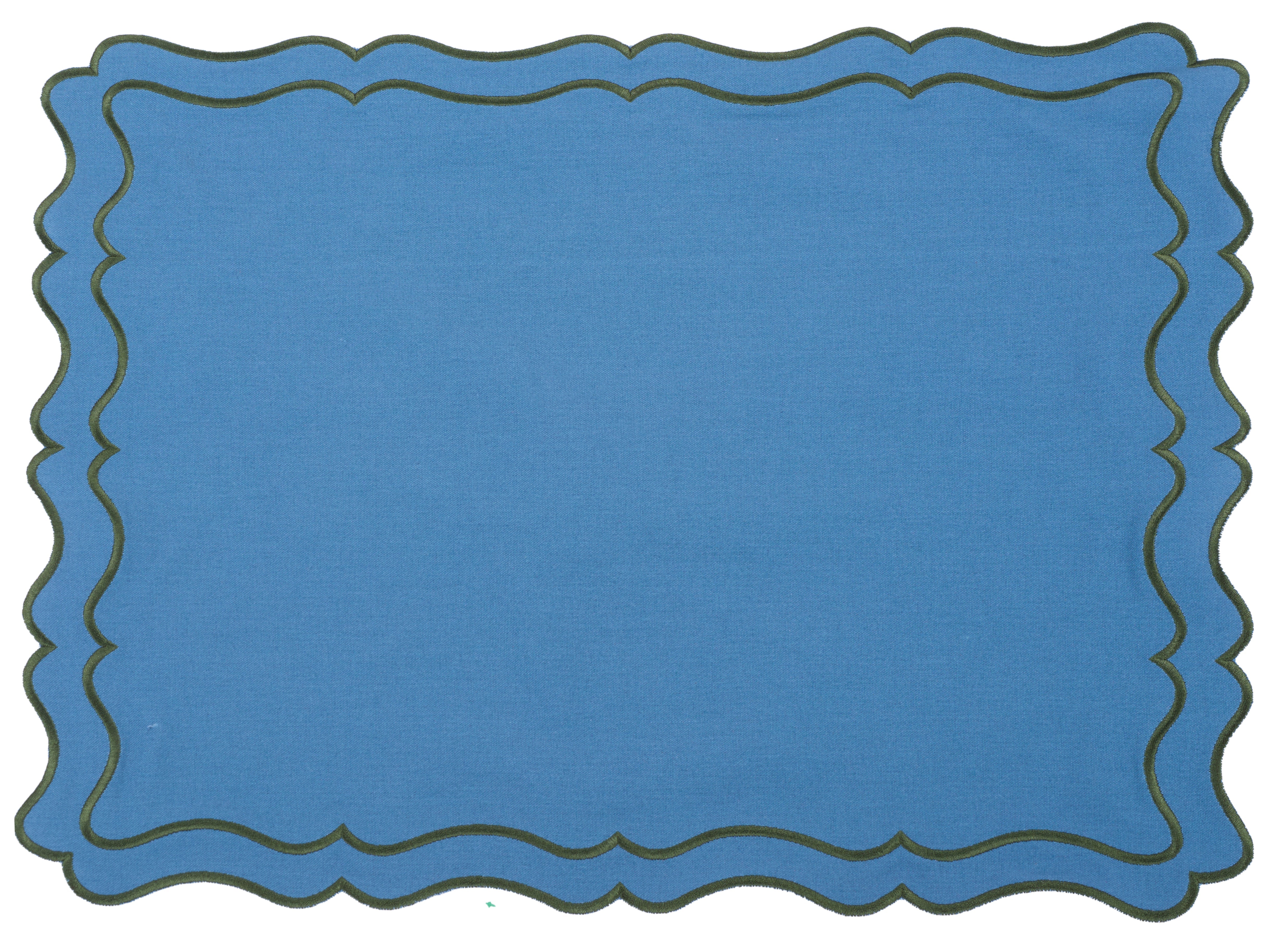 Raleigh Blue & Green Trim PLACEMAT & NAPKIN