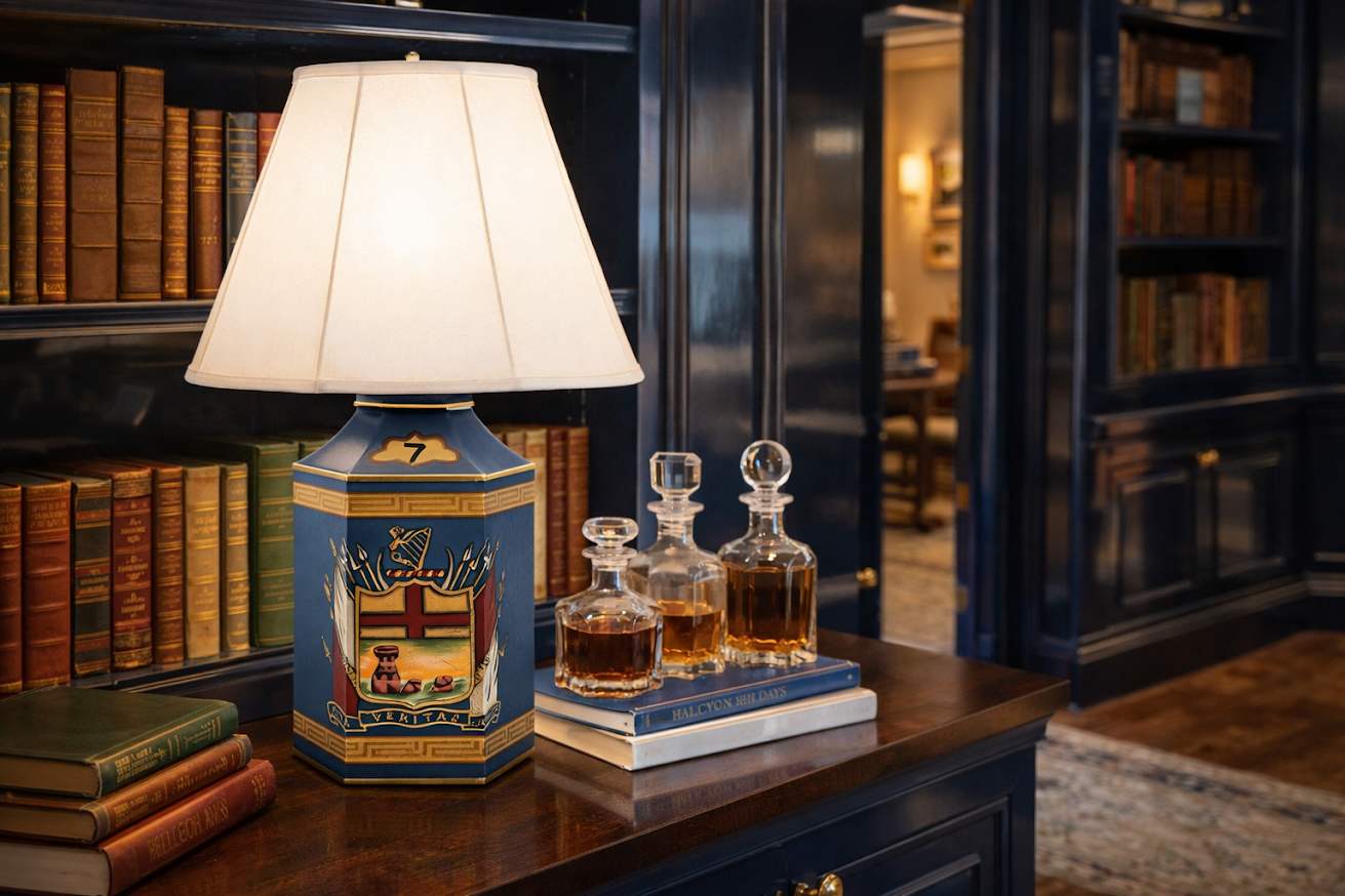 Navy Regal Crest Lamp