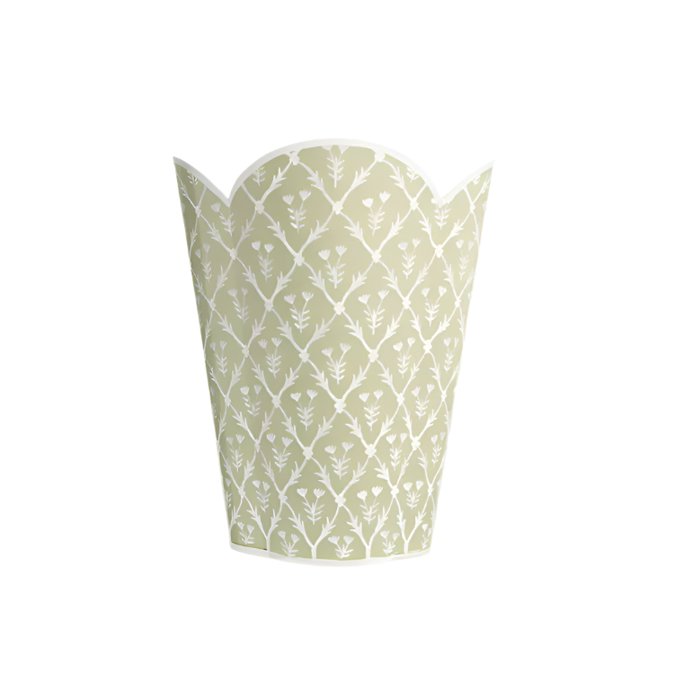Pale Green & White Tulip Wastepaper Basket