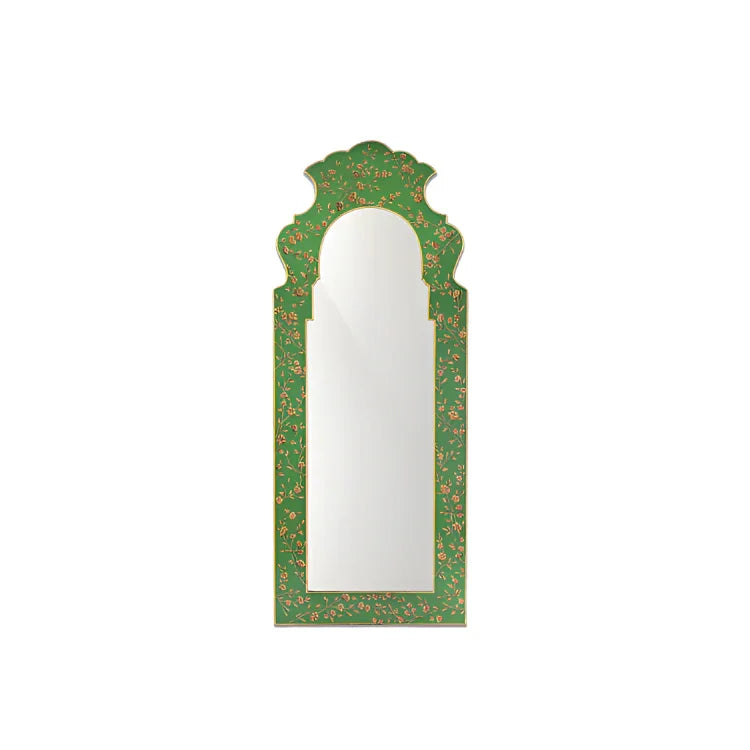 Moss Green and Gold Narrow Cherry Blossom Mirror - The Mayfair Hall