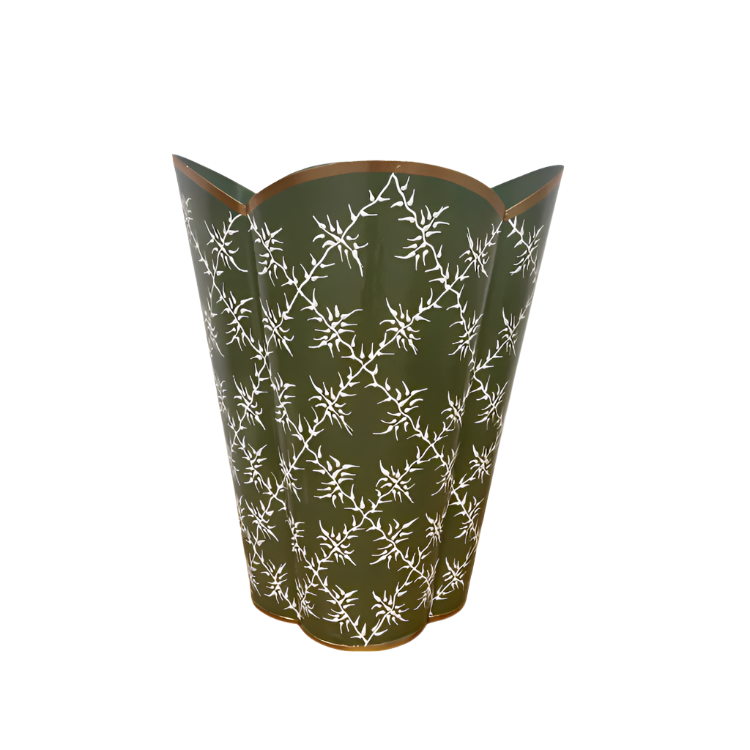 Moss Green Leaf Trellis  Wastepaper Basket