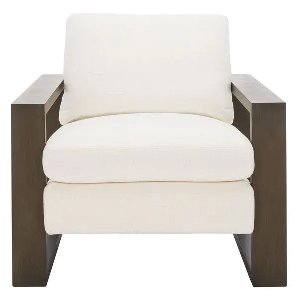 Tiana White-Dark Brown Mid Century Accent Chair - The Mayfair Hall
