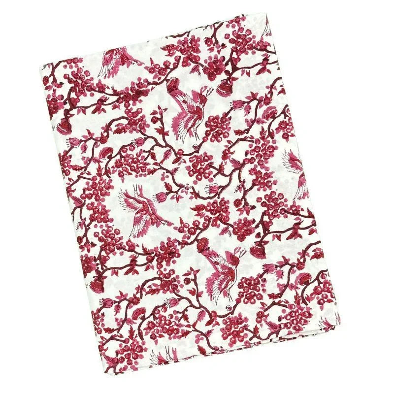 Toile De Jouy Birds Cotton Tablecloth in Burgandy - The Mayfair Hall