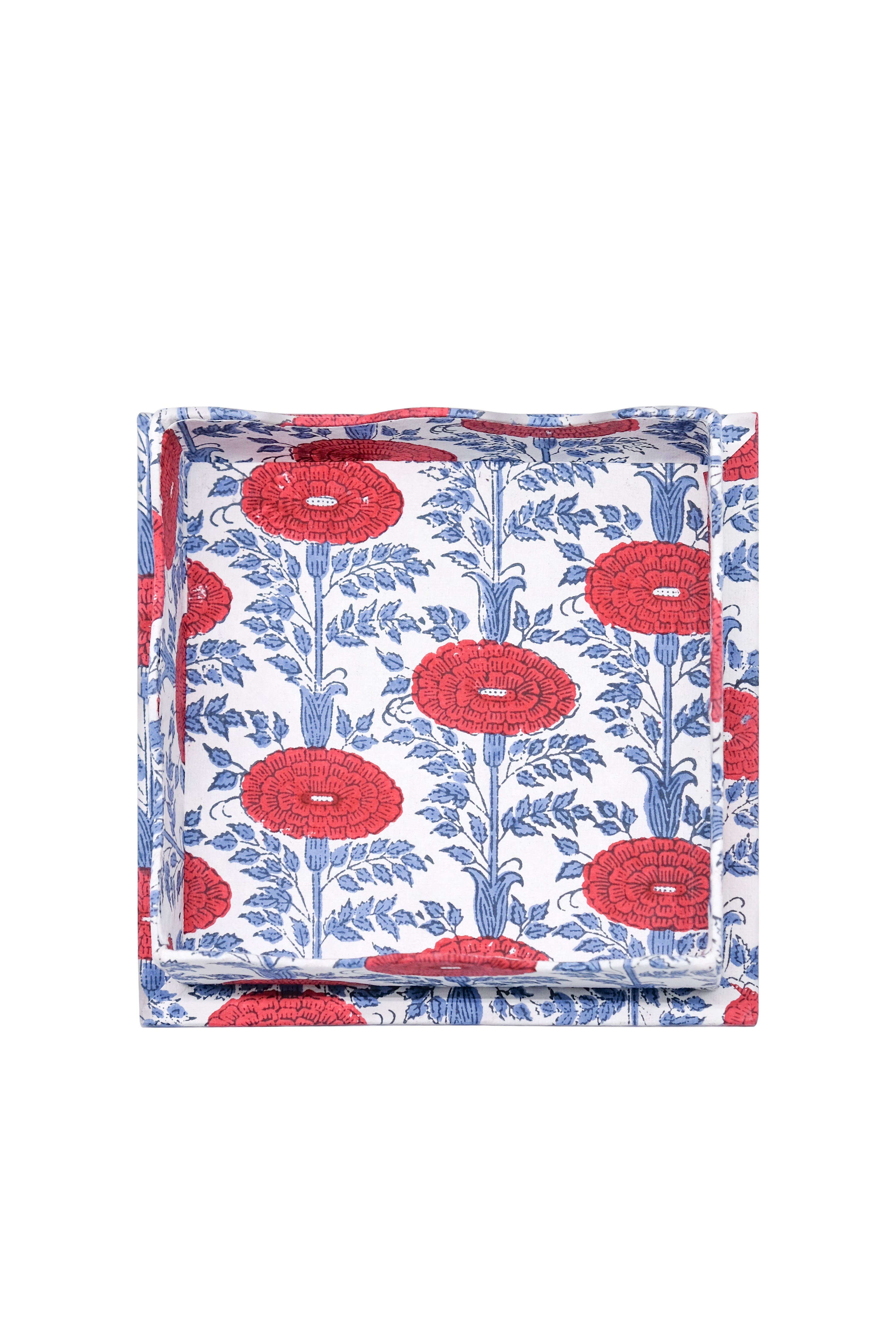 Trinket Cocktail Napkin Tray in Araminta Blockprint