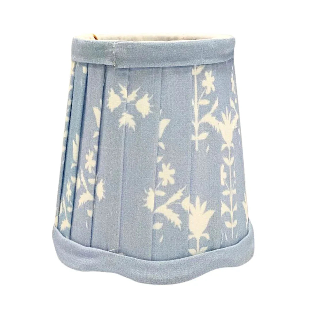 Floral Sconce Shade in Blue and White with Scalloped Rim - The Mayfair Hall