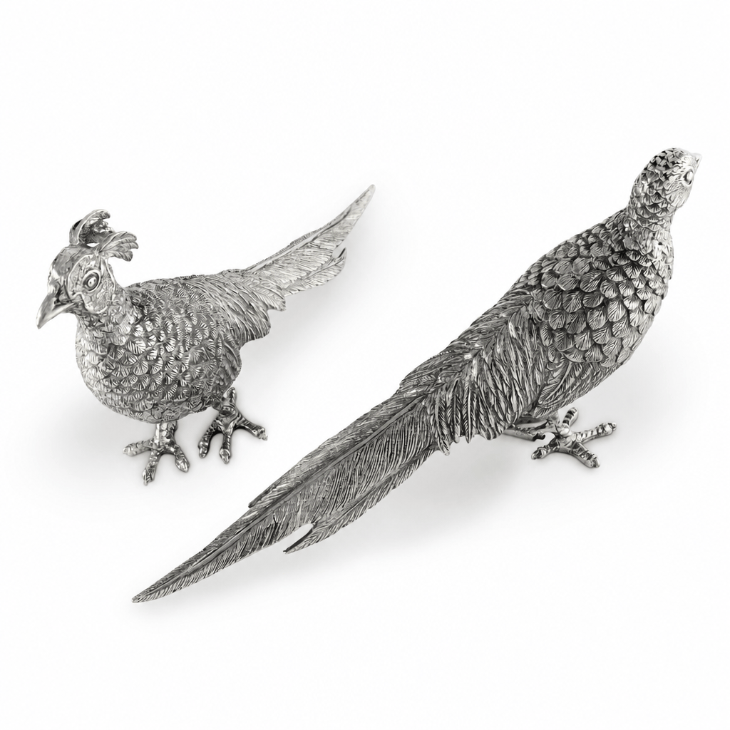 Pewter Pheasant Statuettes