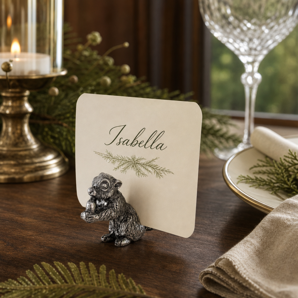 Pewter Squirrel Place Card Holder