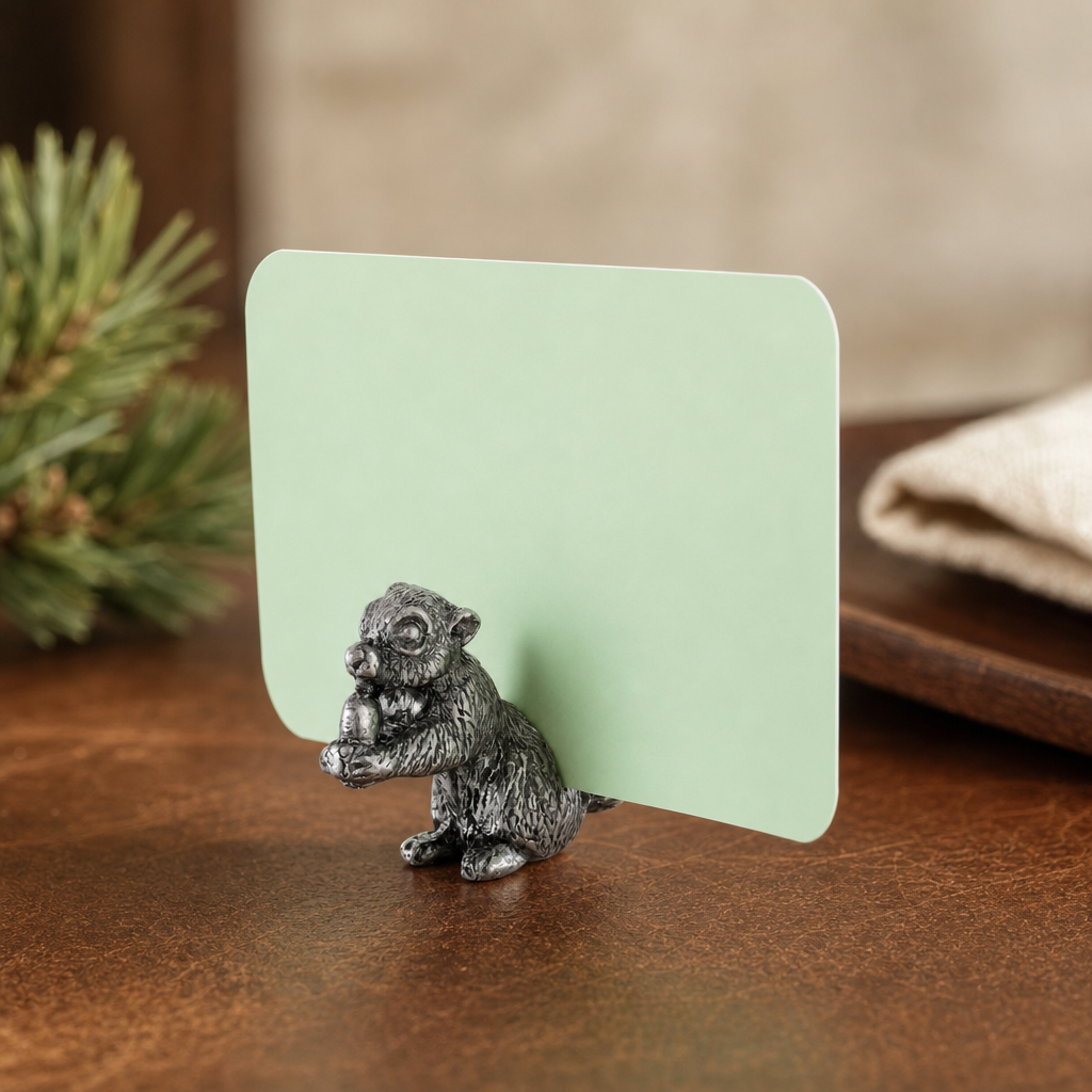 Pewter Squirrel Place Card Holder