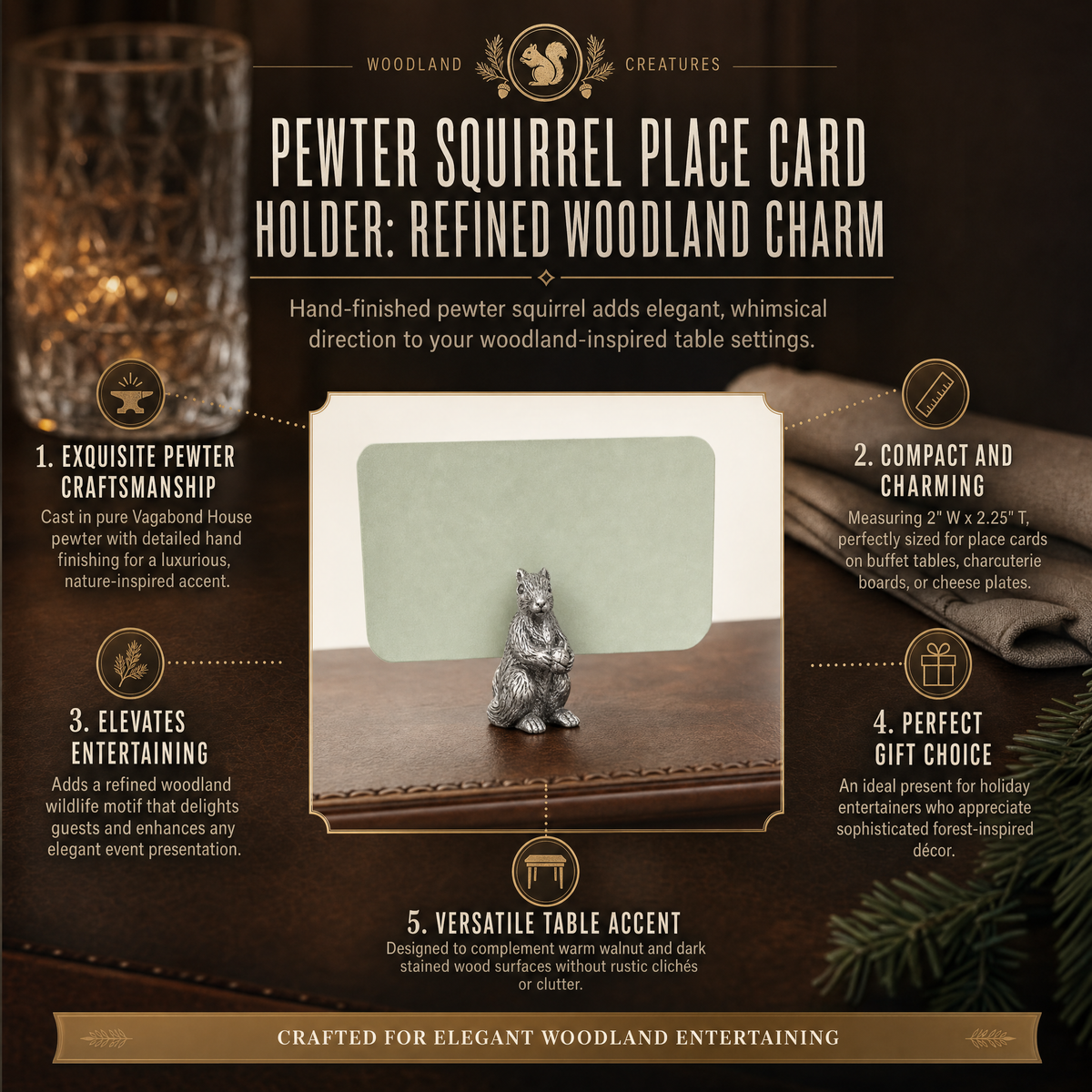 Pewter Squirrel Place Card Holder