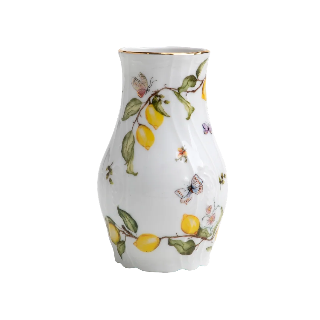 Limoeiro Porcelain Vase with Gold Accents by Tania Bulhões