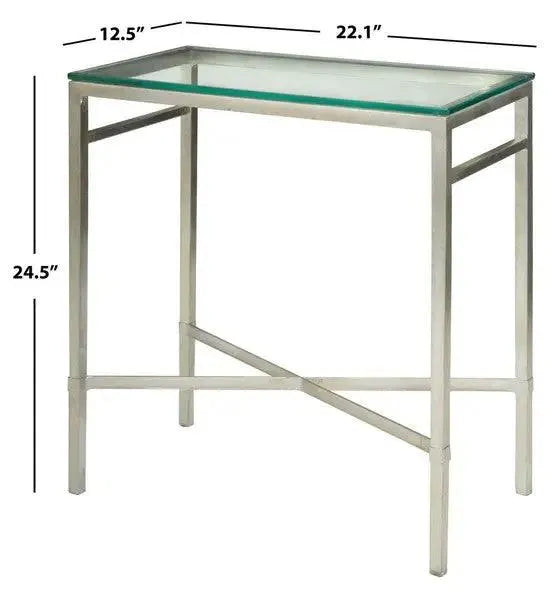 Safavieh Viggo Antique Silver Glass Side Table