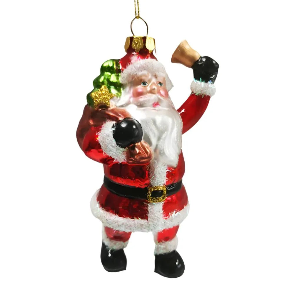 Festive Delivery Santa Claus Coming to Town Glass Christmas Ornament