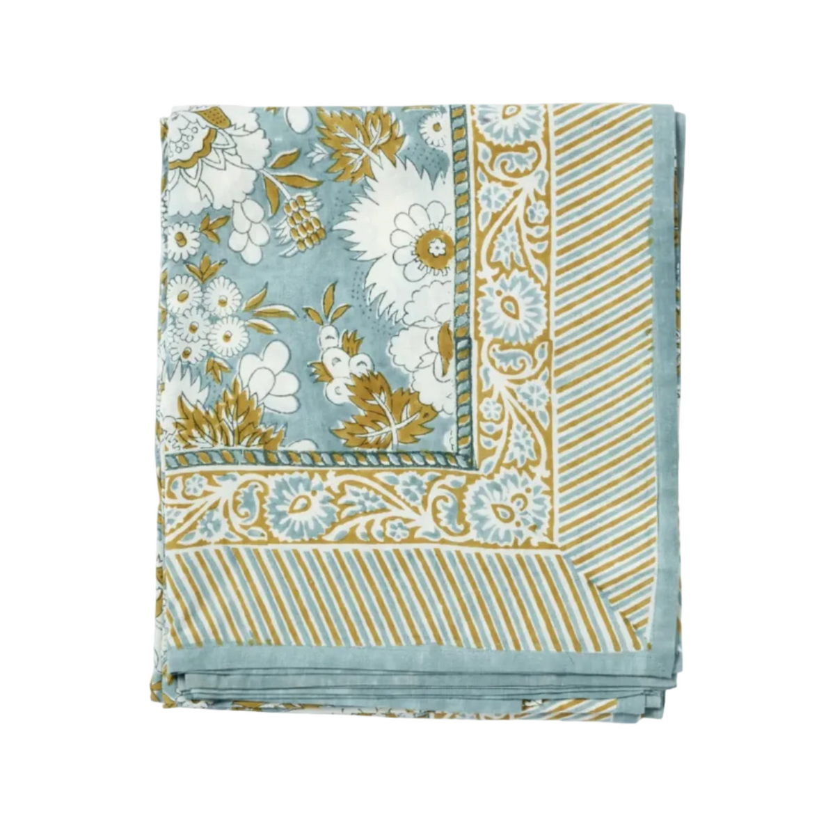Garden by the Sea Cotton Tablecloth in Sky Blue by Bonheur du Jour