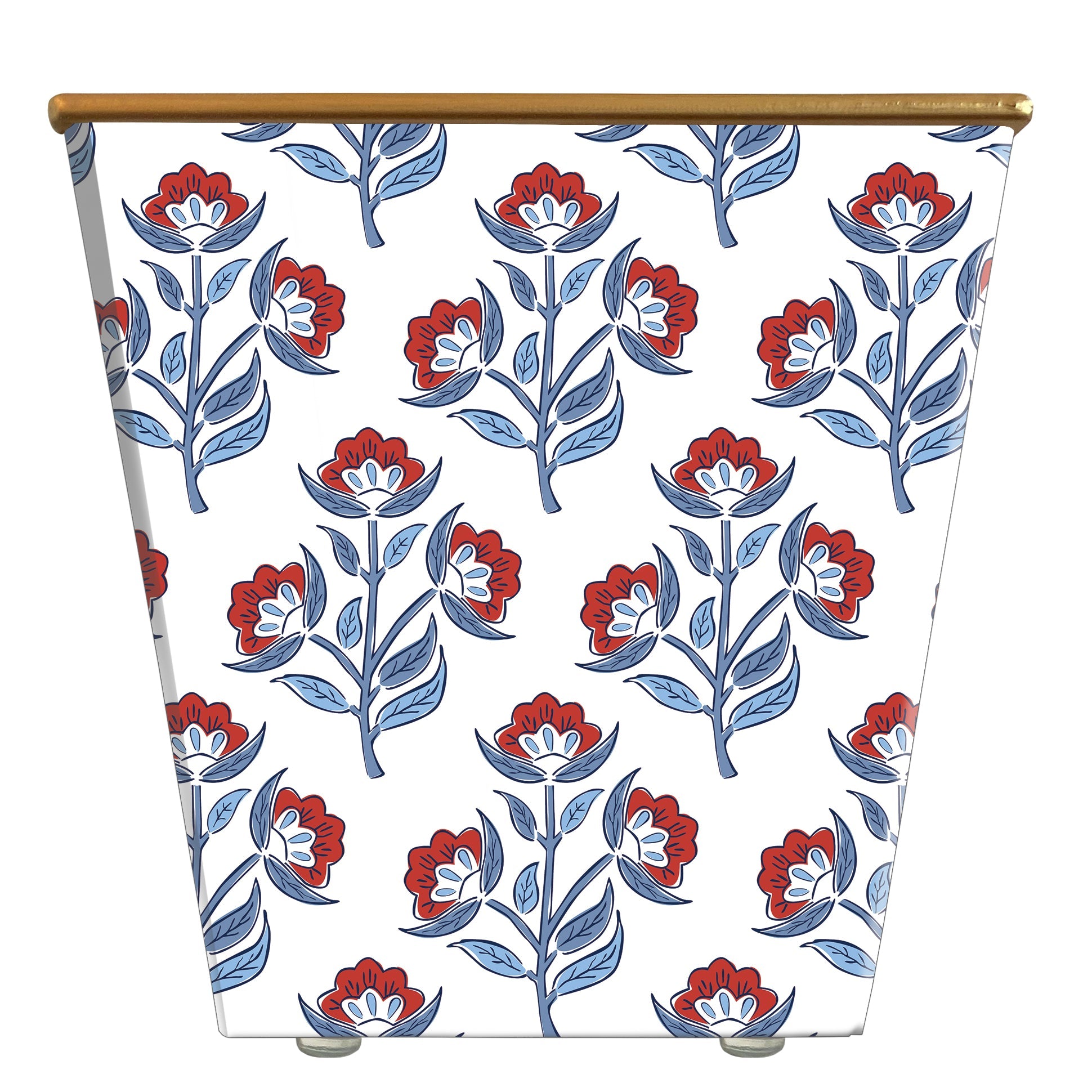 WHH Red Floral Block Print Cachepot Candle