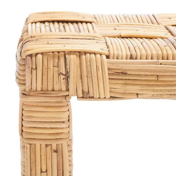 Safavieh Adkin Rattan Console Table in Honey Natural with Woven Crosshatch Pattern