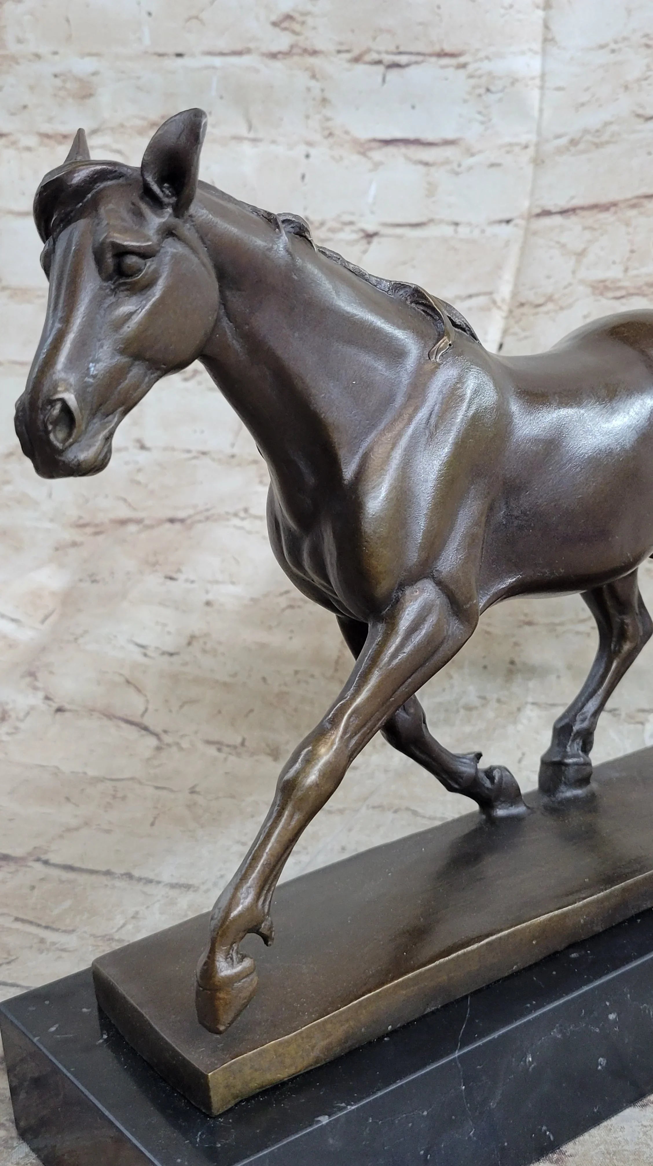 Signed Prosper Lecourtier Racing Horse Stallion Hot Cast Sculpture Marble Base - The Mayfair Hall