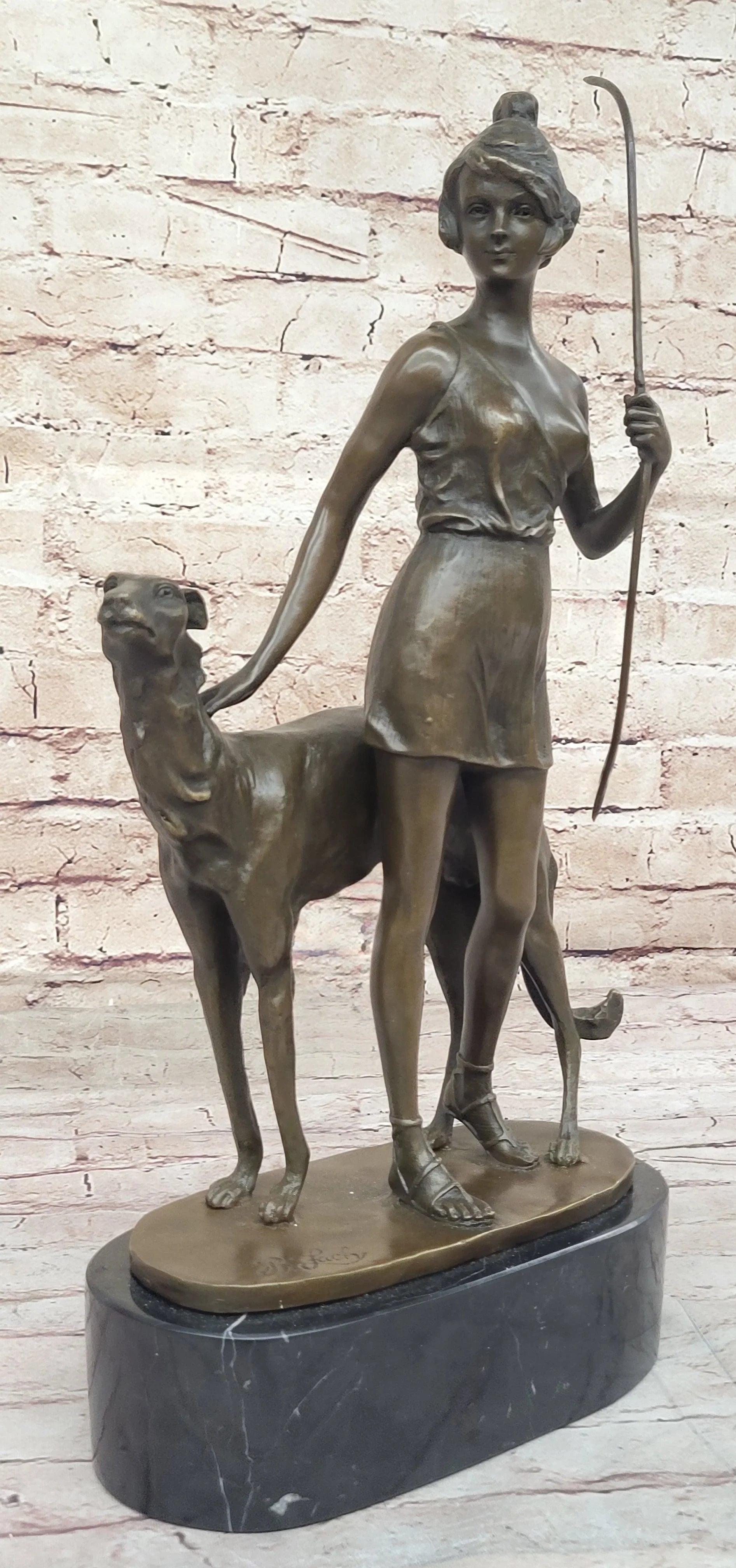 Diana the Huntress with Companion Dog by Bruno Zach Bronze Sculpture - The Mayfair Hall