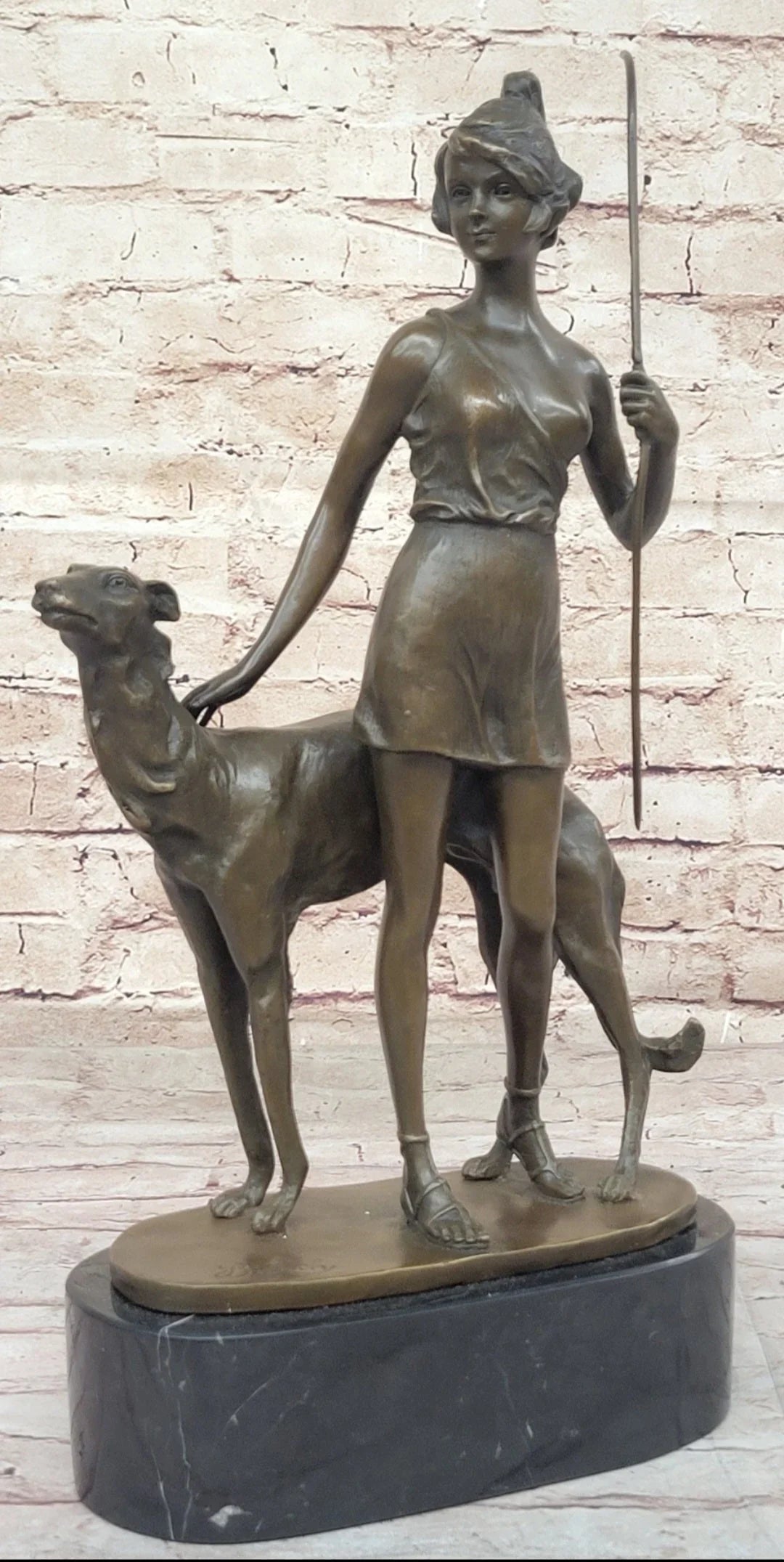 Diana the Huntress with Companion Dog by Bruno Zach Bronze Sculpture - The Mayfair Hall