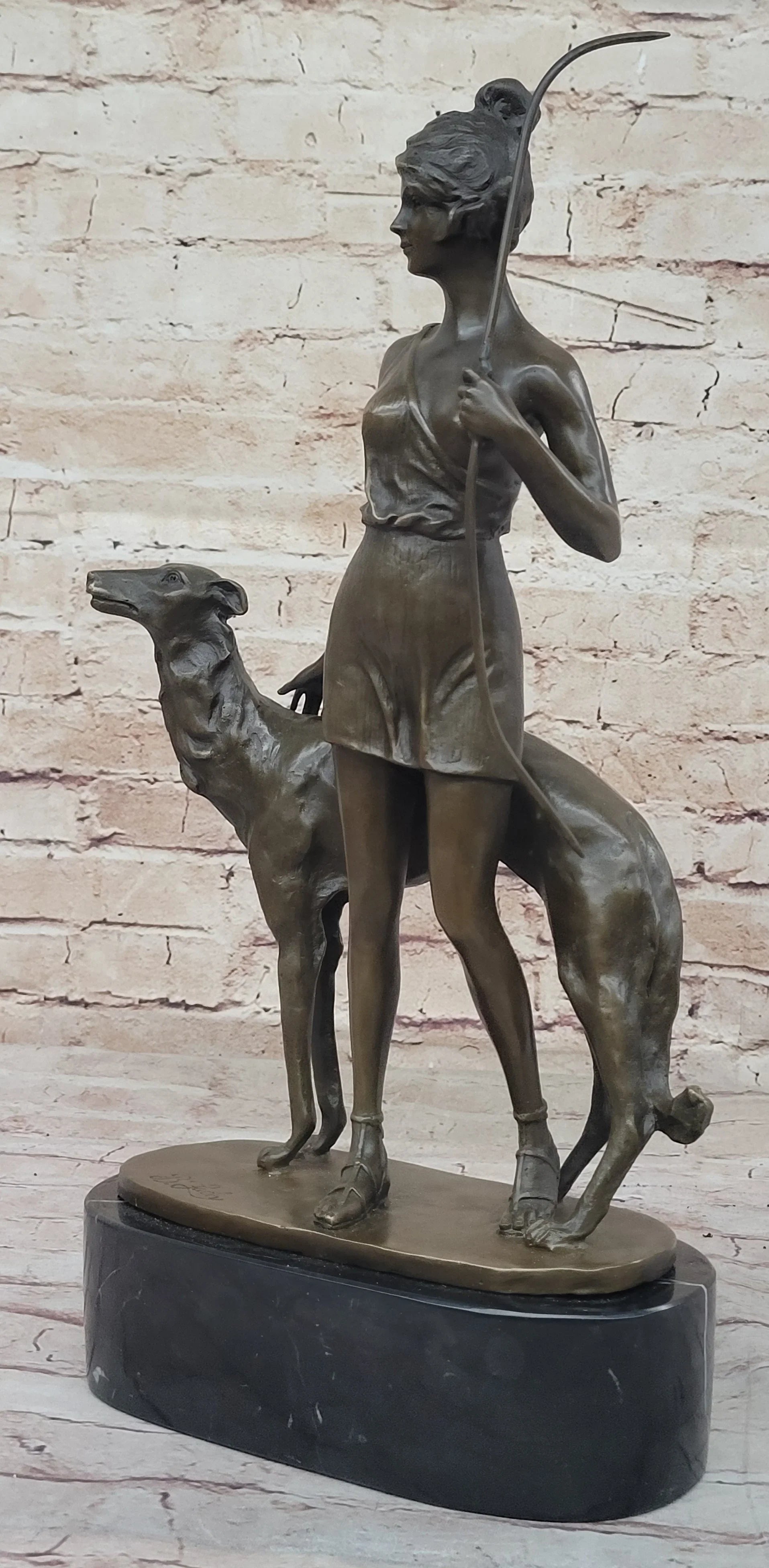 Diana the Huntress with Companion Dog by Bruno Zach Bronze Sculpture - The Mayfair Hall