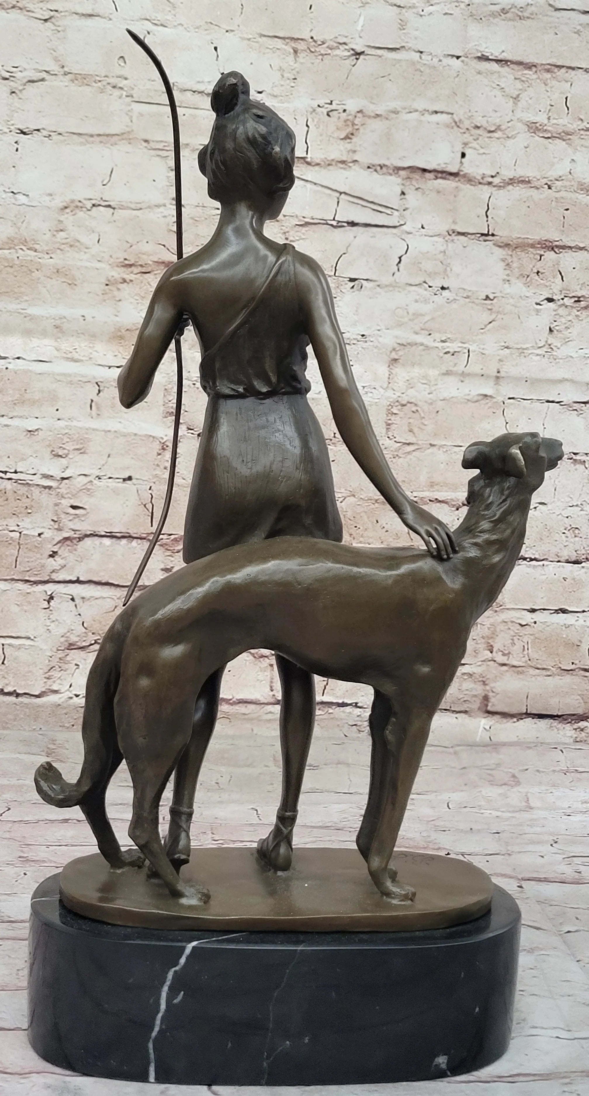 Diana the Huntress with Companion Dog by Bruno Zach Bronze Sculpture - The Mayfair Hall