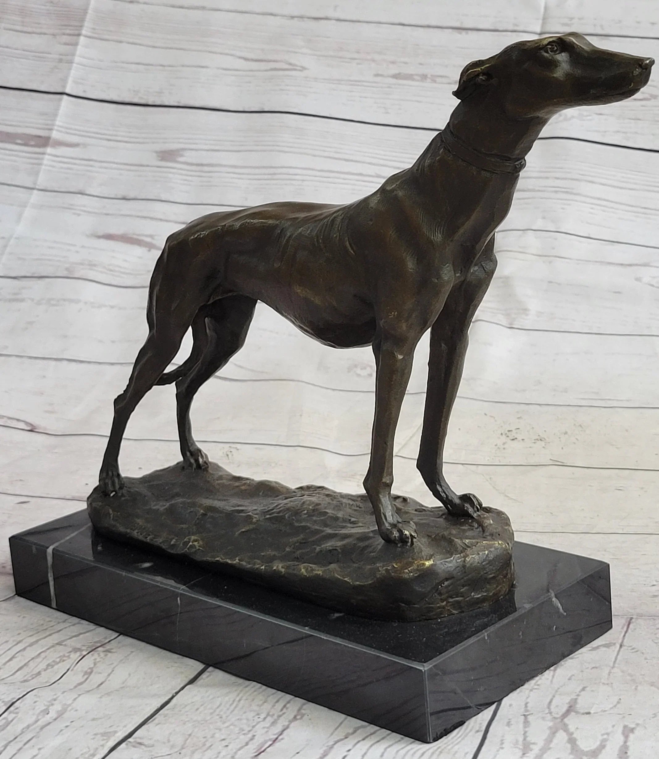 Greyhound Dog Whippet Bronze Statue Sculpture Figure Marble Base by Fremiet 13" x 10" - The Mayfair Hall