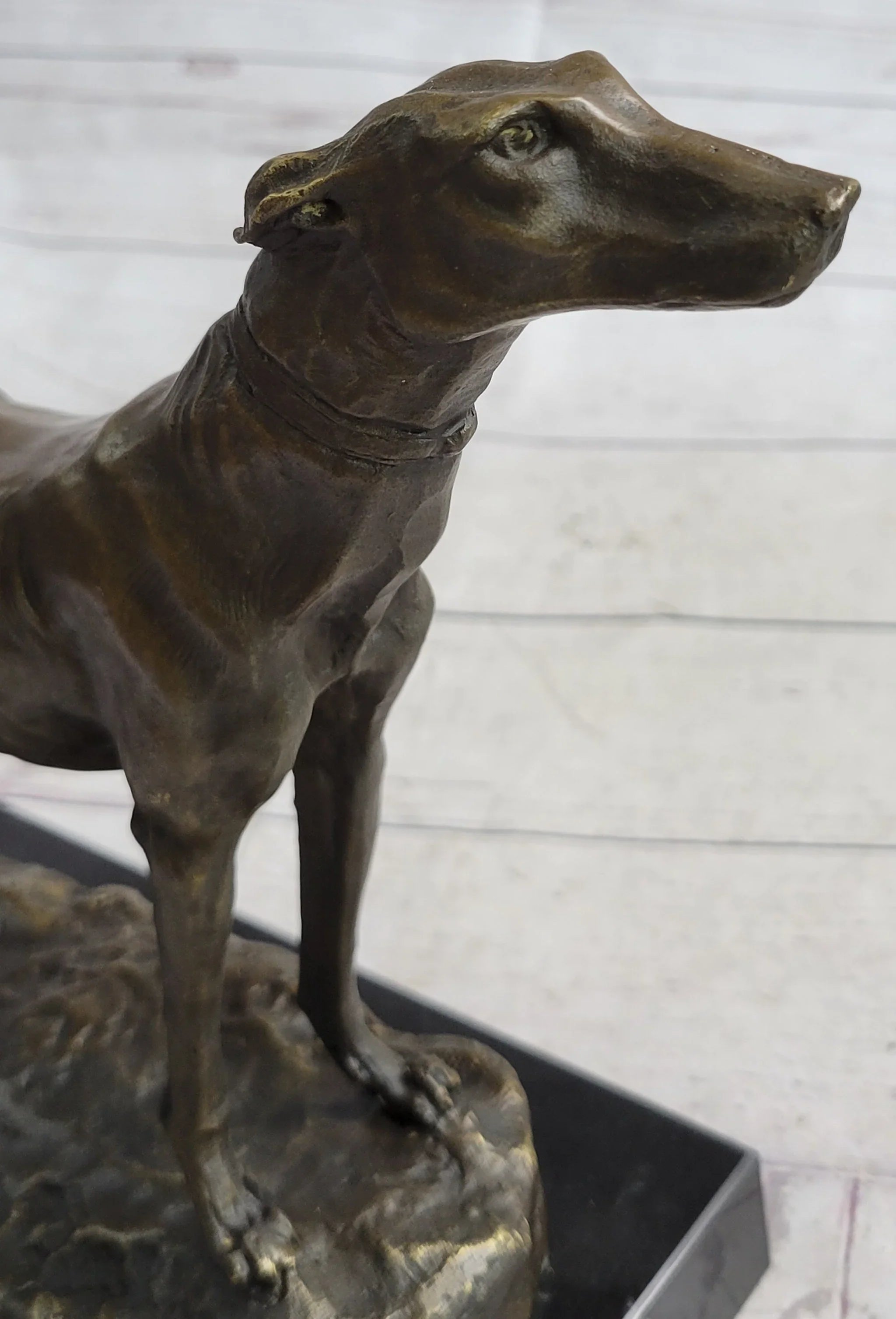 Greyhound Dog Whippet Bronze Statue Sculpture Figure Marble Base by Fremiet 13" x 10" - The Mayfair Hall