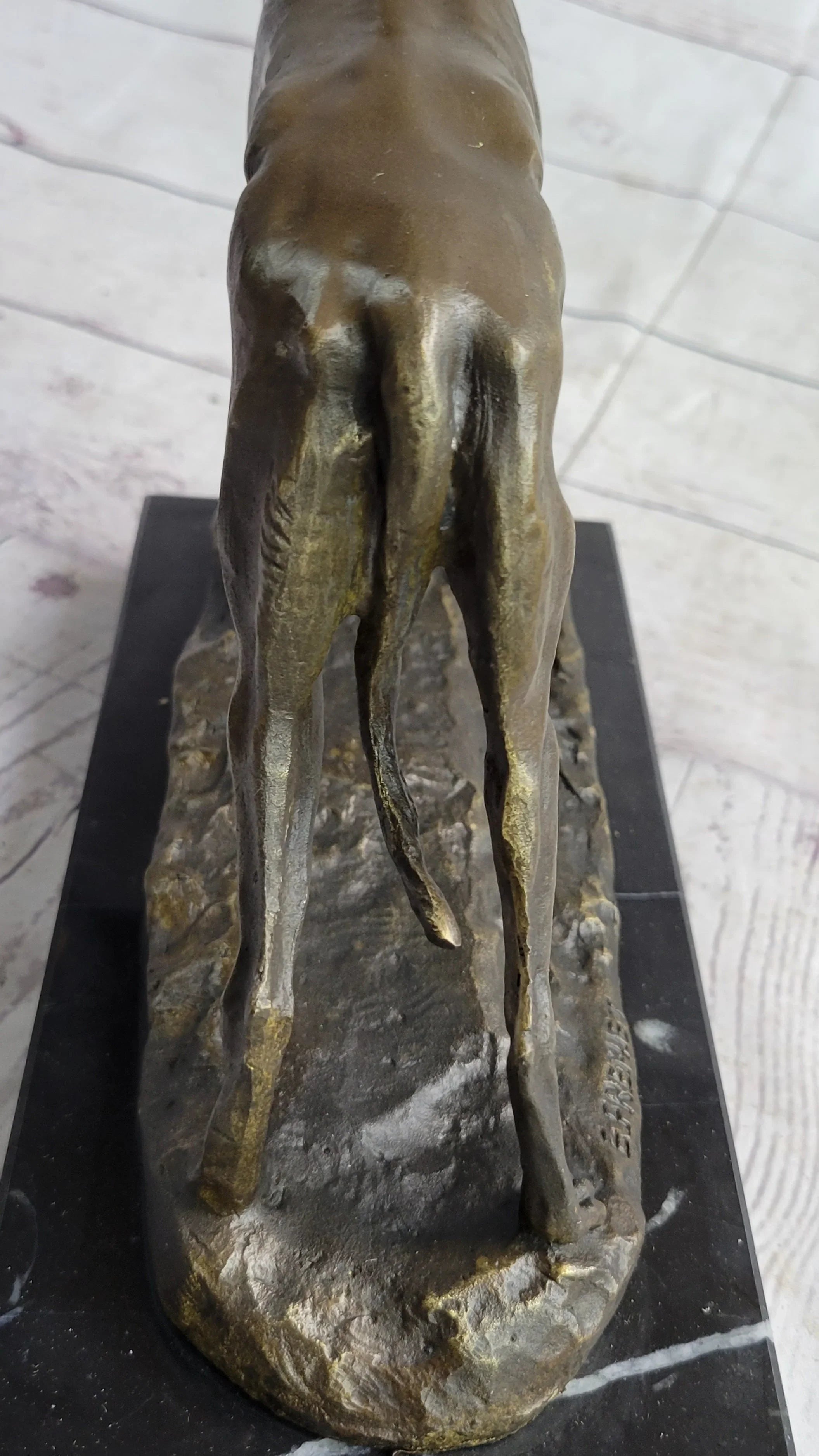 Greyhound Dog Whippet Bronze Statue Sculpture Figure Marble Base by Fremiet 13" x 10" - The Mayfair Hall