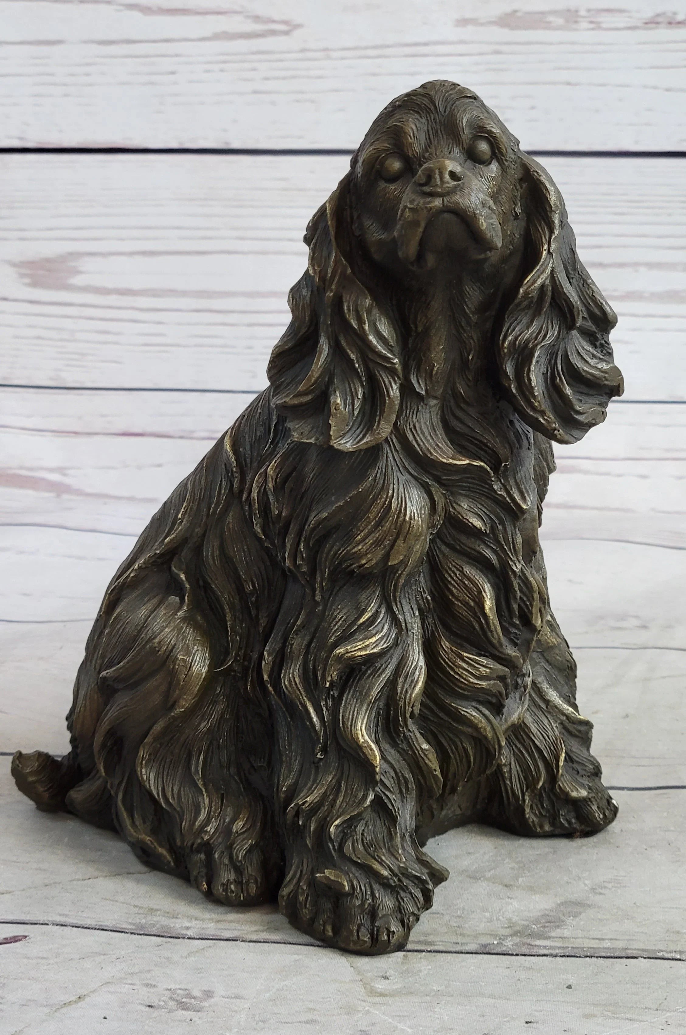 Bronze Metal Figurine Sculpture Statue of a Dog Cocker Spaniel or King Charles Cavalier - The Mayfair Hall