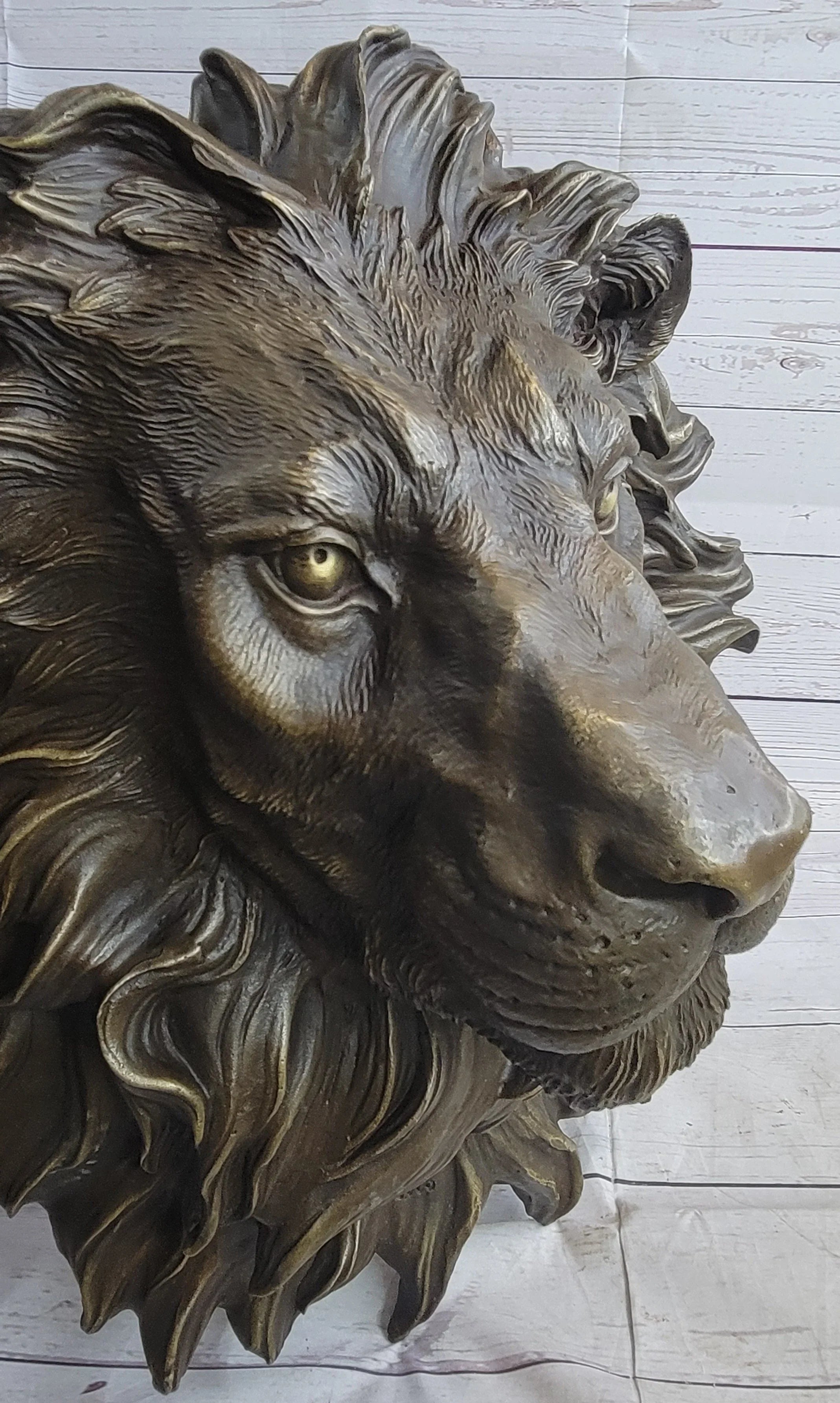 Wall Mounted Hanging Lion Head Bust Sculpture Decor Signed Original Milo 18" x 18" - The Mayfair Hall