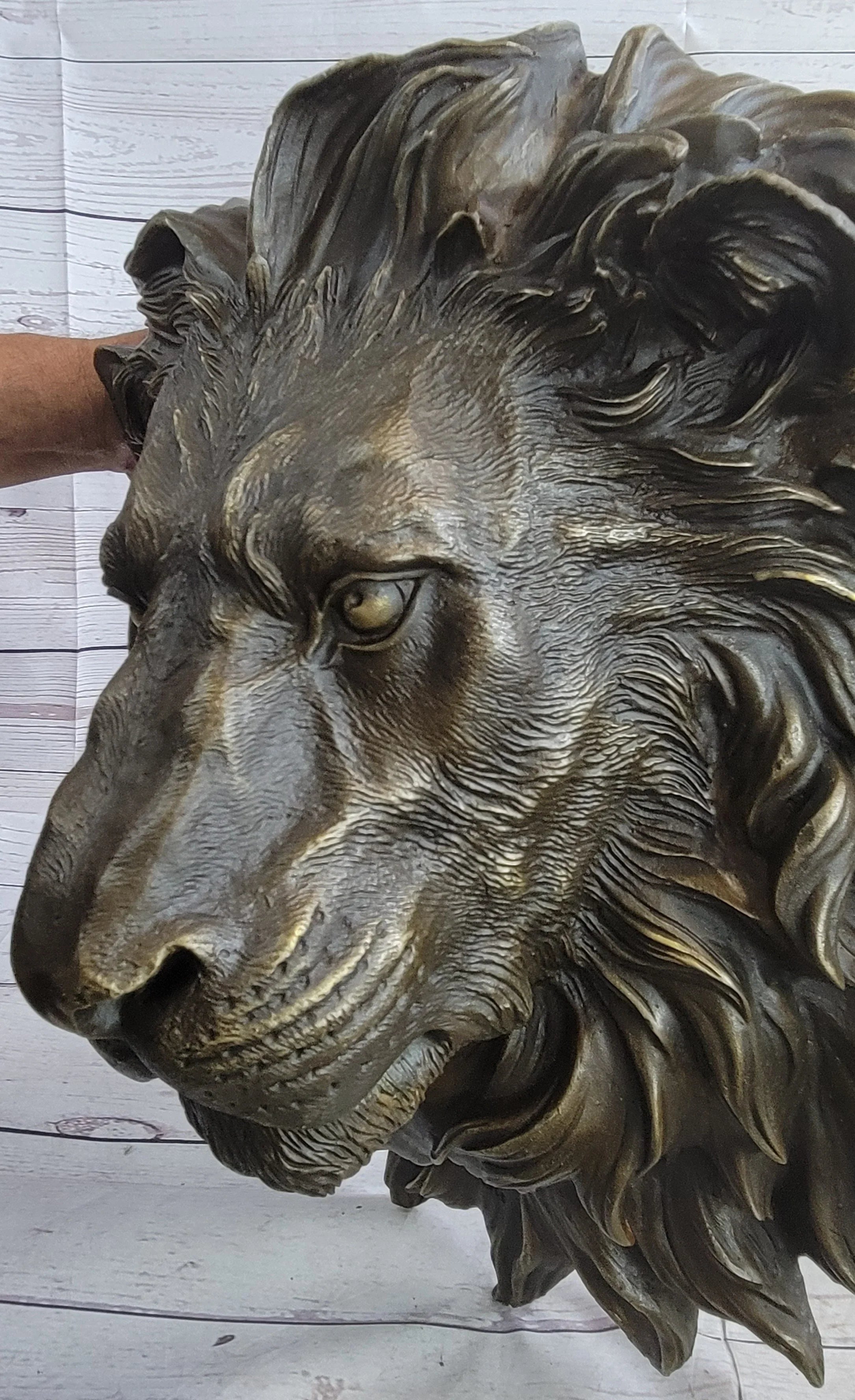 Wall Mounted Hanging Lion Head Bust Sculpture Decor Signed Original Milo 18" x 18" - The Mayfair Hall