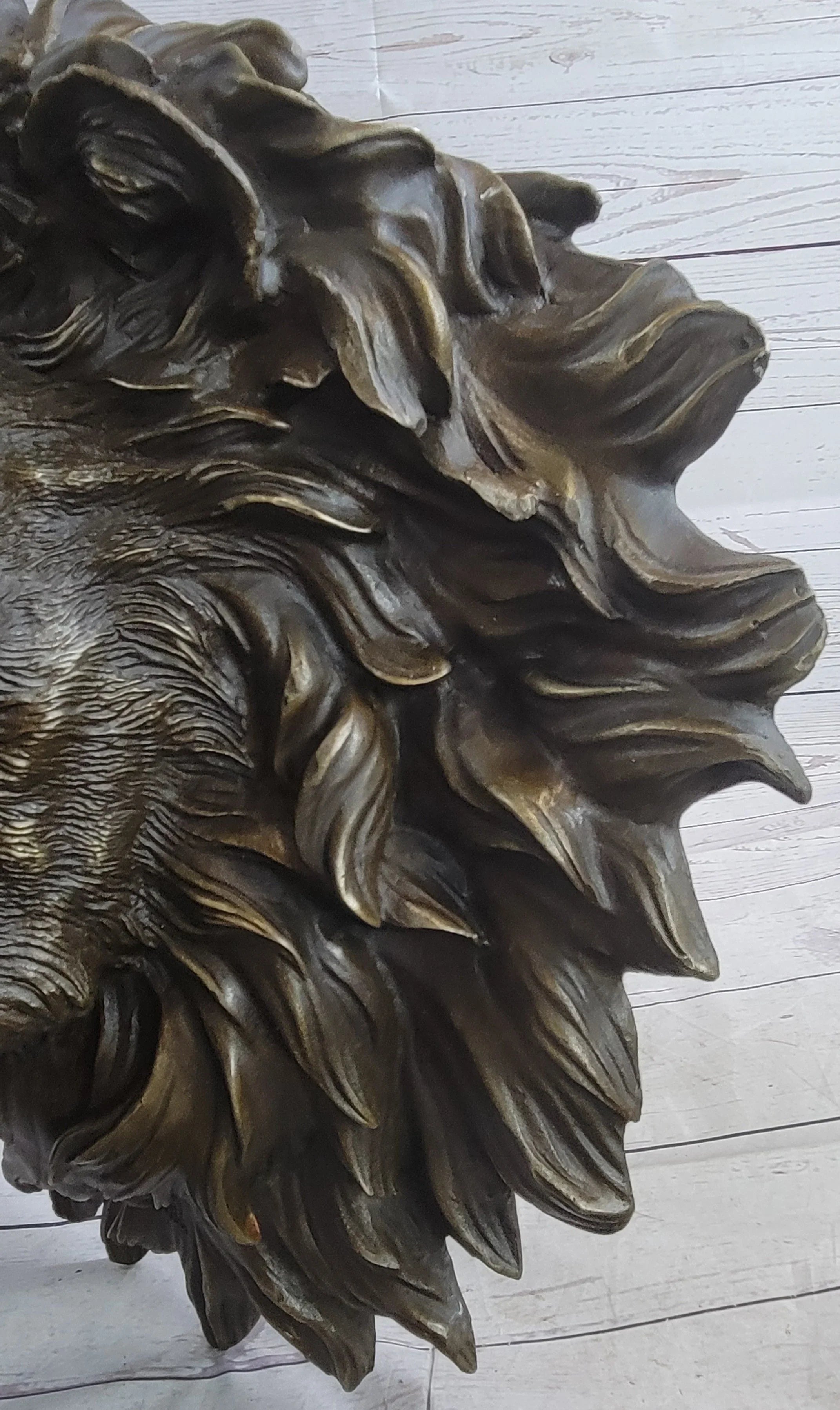 Wall Mounted Hanging Lion Head Bust Sculpture Decor Signed Original Milo 18" x 18" - The Mayfair Hall
