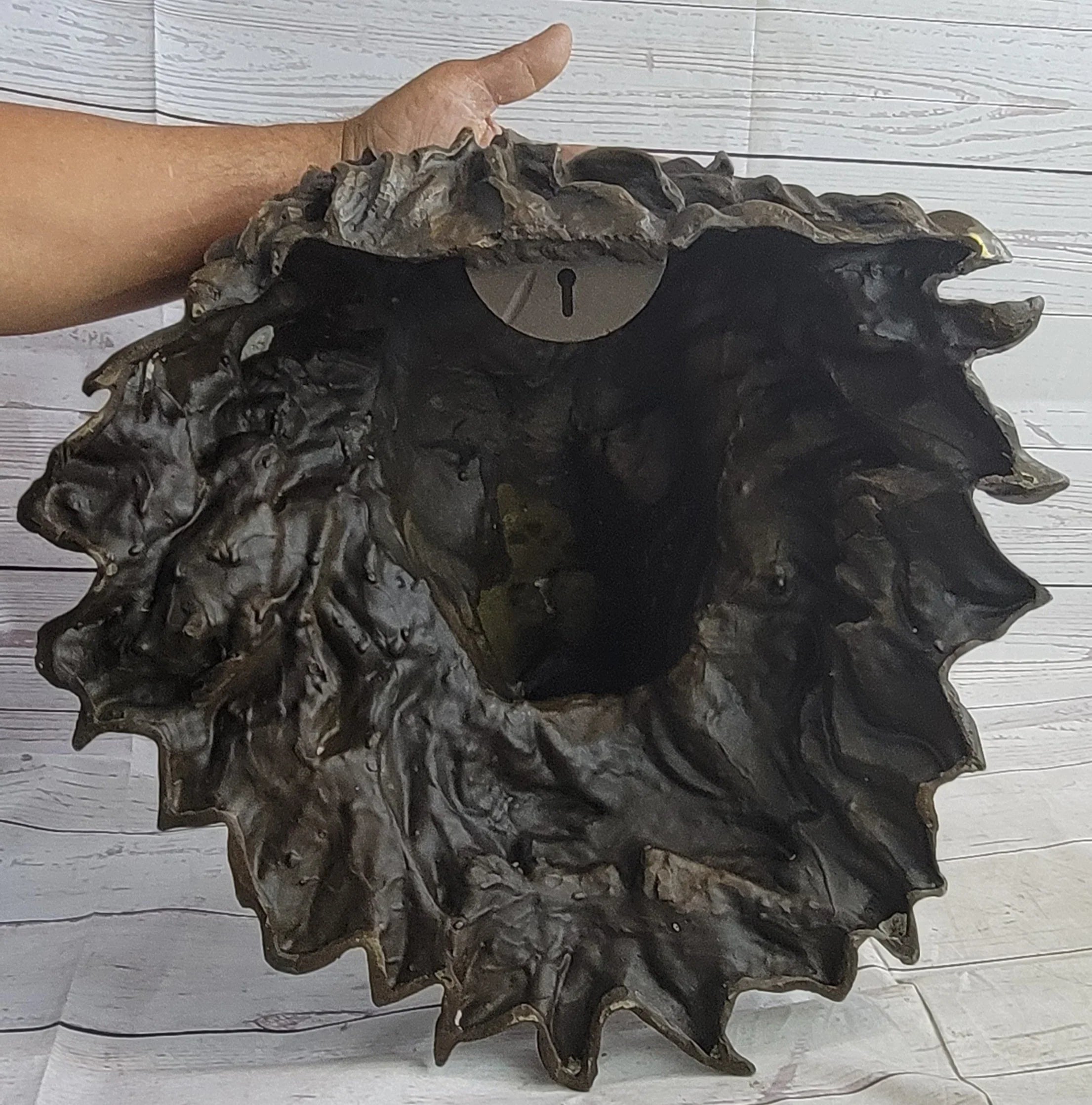 Wall Mounted Hanging Lion Head Bust Sculpture Decor Signed Original Milo 18" x 18" - The Mayfair Hall