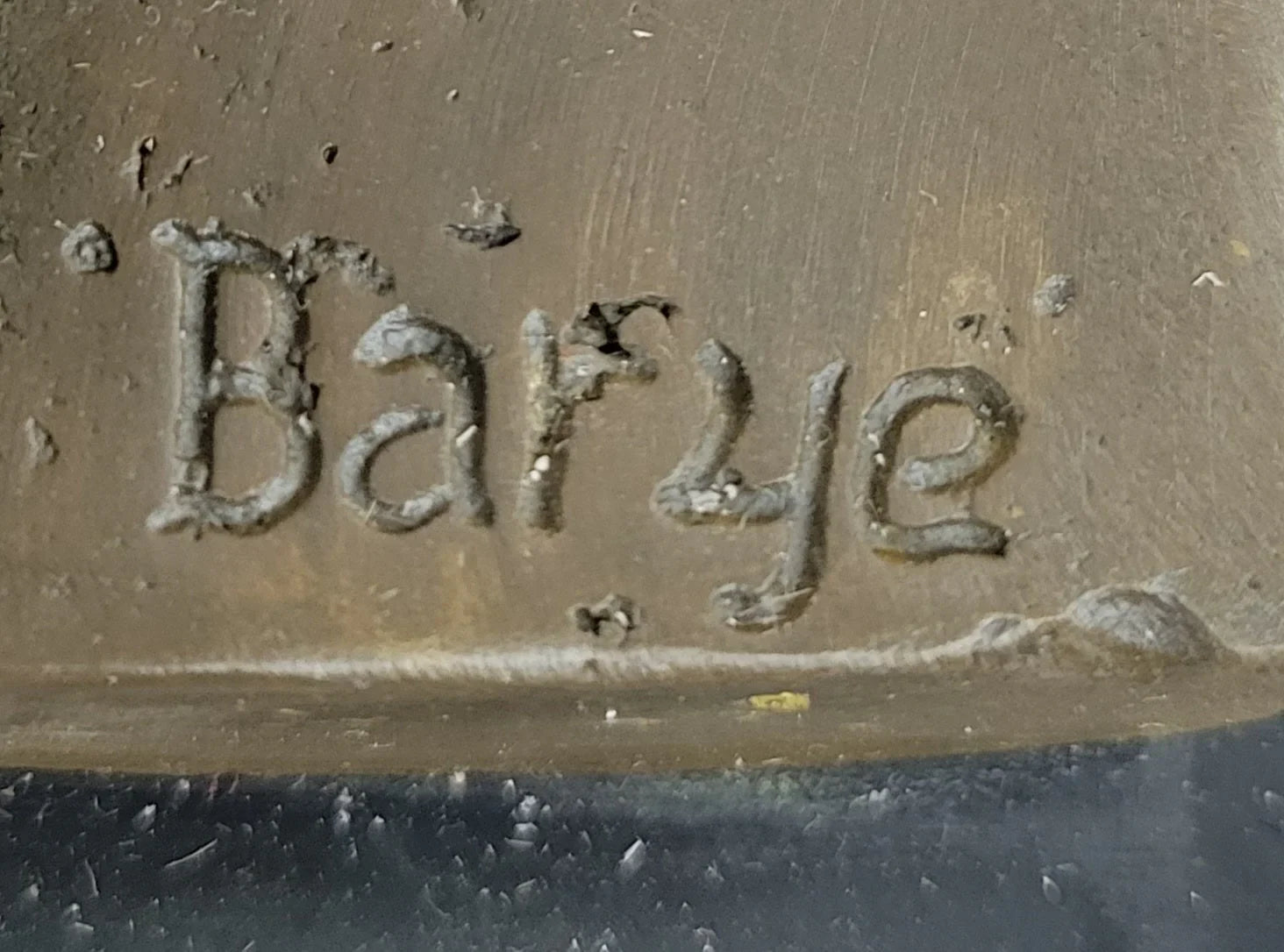 Signed Barye African Male Lion King of Jungle Resting Bronze Sculpture Art Deco