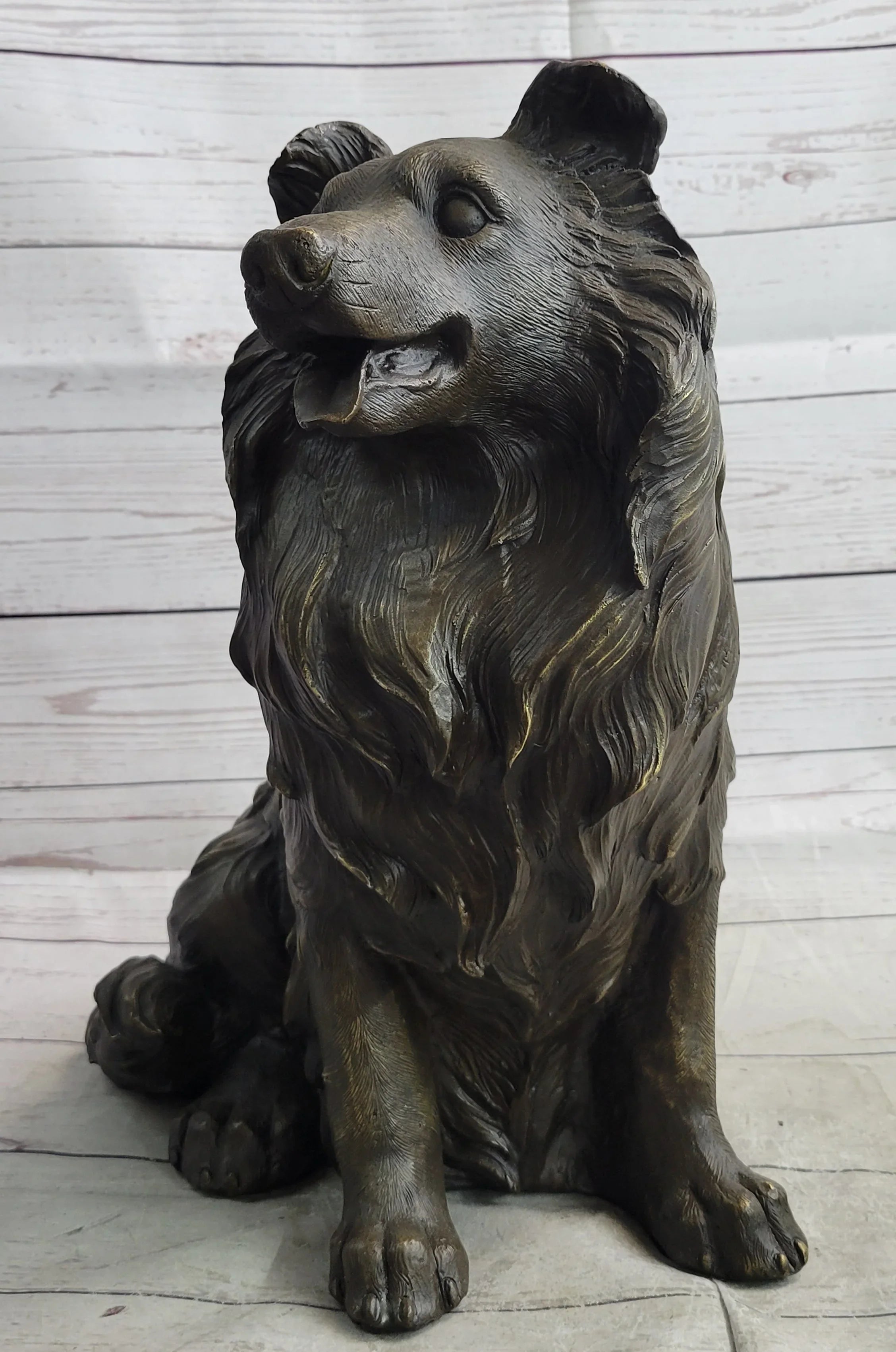 Hot Cast Bronze Metal Shetland Sheep Dog Collie Figure Sculpture Statue Figurine Signed Art - The Mayfair Hall