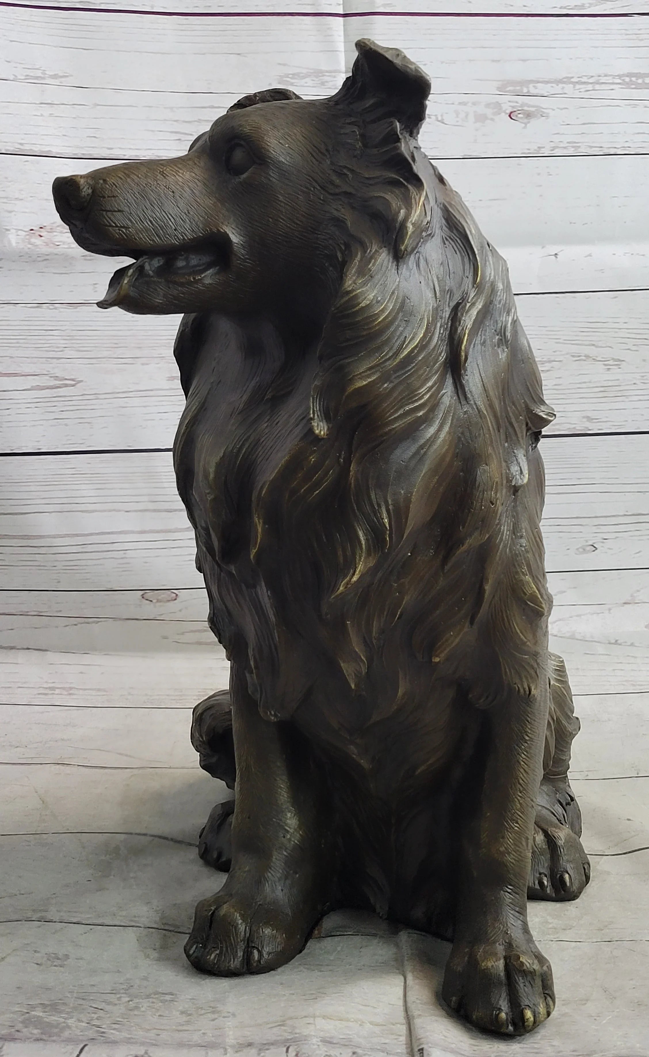 Hot Cast Bronze Metal Shetland Sheep Dog Collie Figure Sculpture Statue Figurine Signed Art - The Mayfair Hall