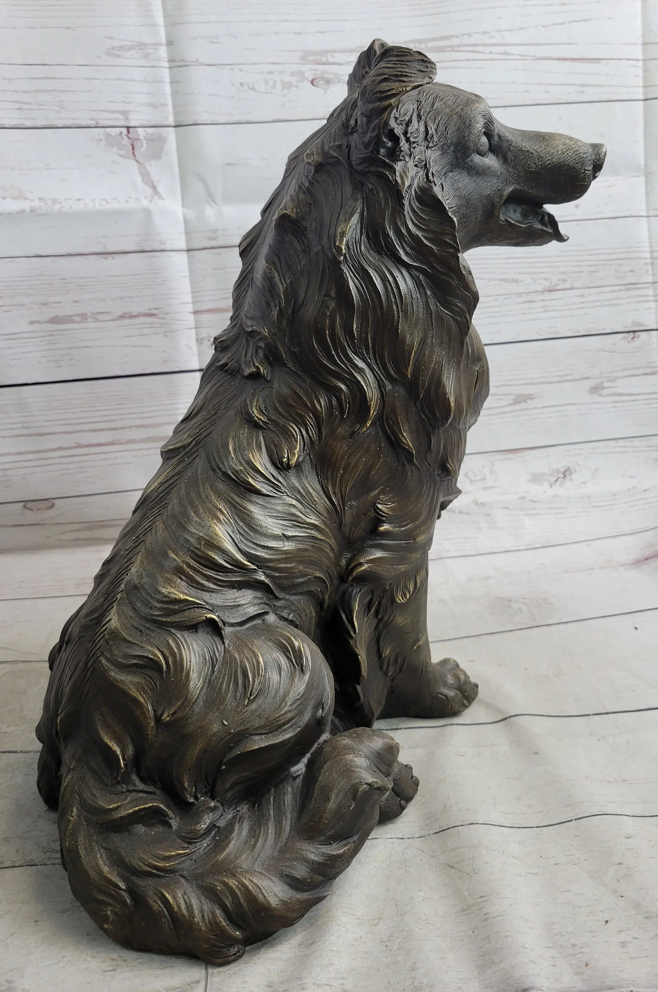 Hot Cast Bronze Metal Shetland Sheep Dog Collie Figure Sculpture Statue Figurine Signed Art - The Mayfair Hall