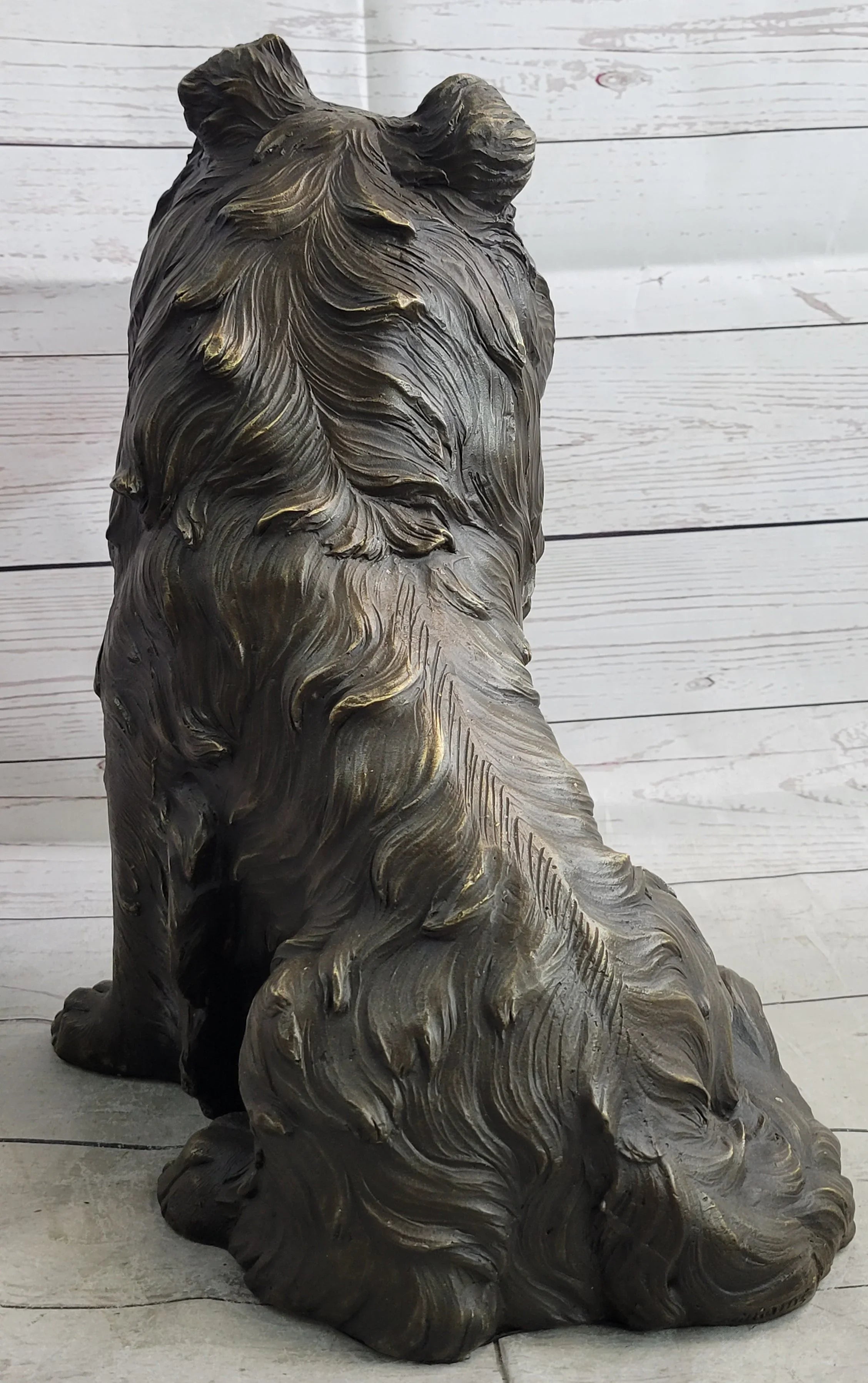 Hot Cast Bronze Metal Shetland Sheep Dog Collie Figure Sculpture Statue Figurine Signed Art - The Mayfair Hall