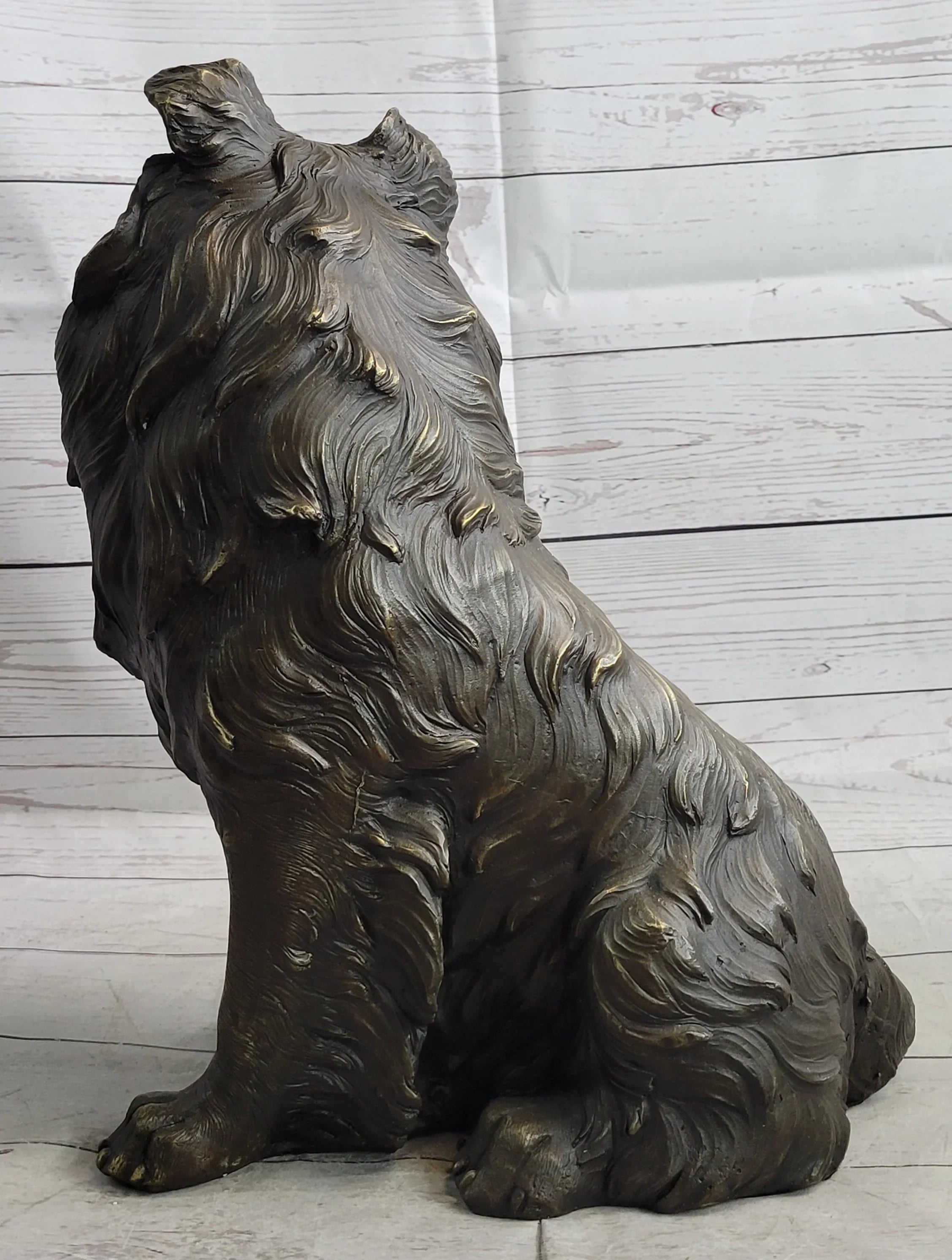 Hot Cast Bronze Metal Shetland Sheep Dog Collie Figure Sculpture Statue Figurine Signed Art - The Mayfair Hall