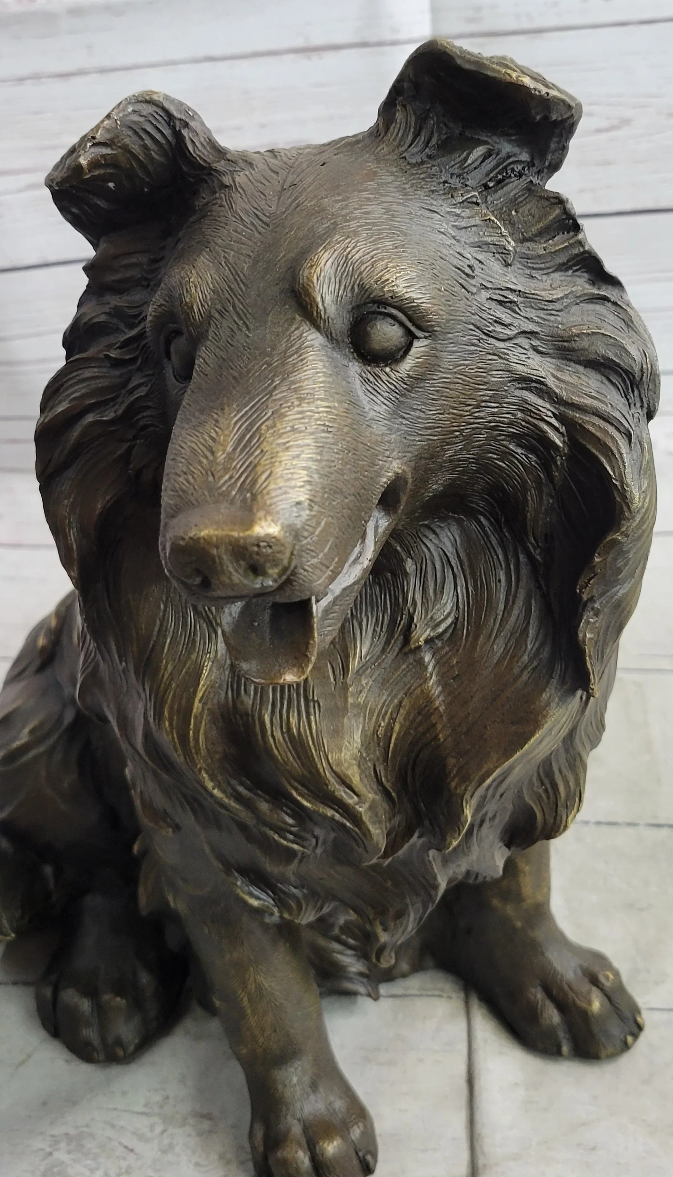 Hot Cast Bronze Metal Shetland Sheep Dog Collie Figure Sculpture Statue Figurine Signed Art - The Mayfair Hall