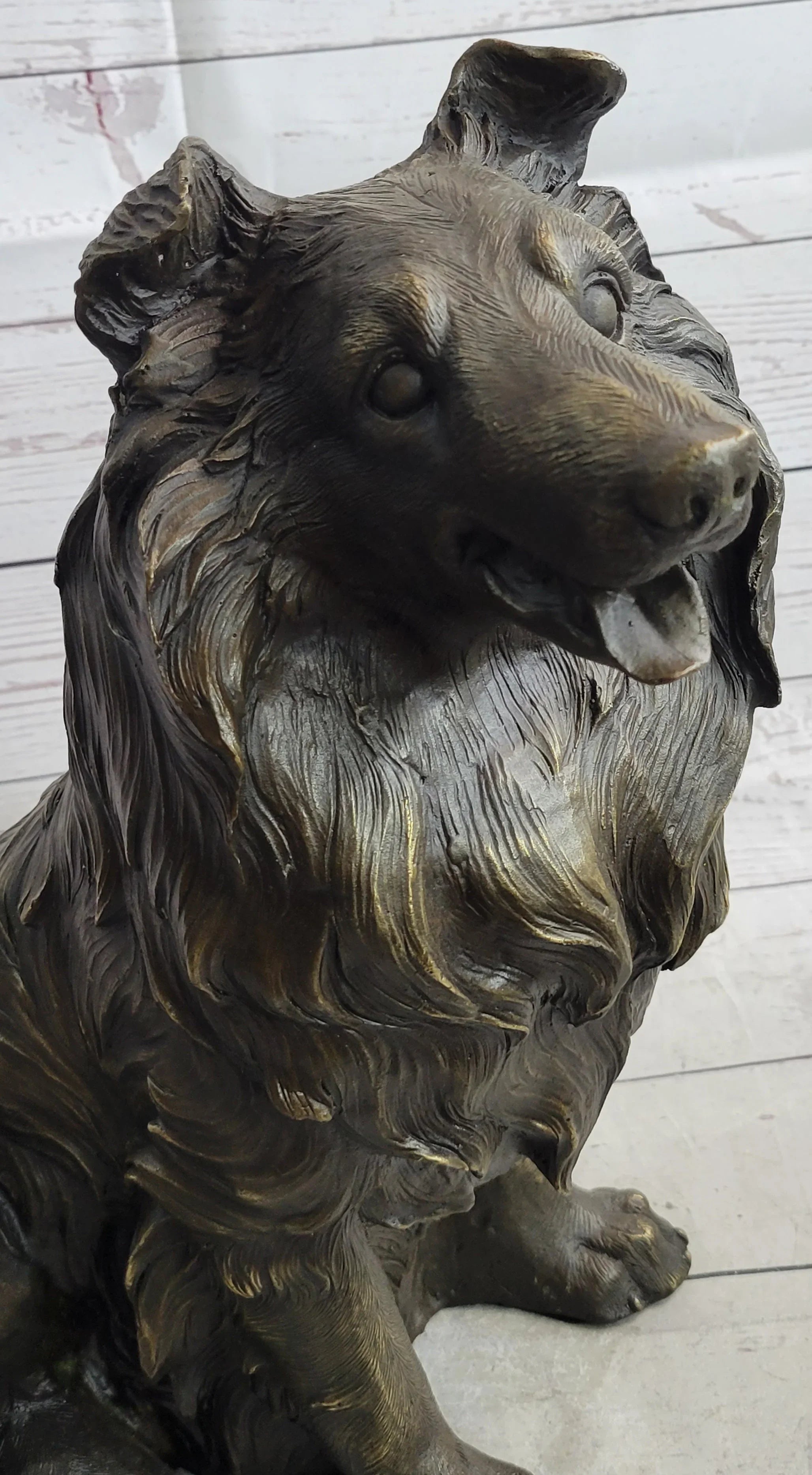 Hot Cast Bronze Metal Shetland Sheep Dog Collie Figure Sculpture Statue Figurine Signed Art - The Mayfair Hall