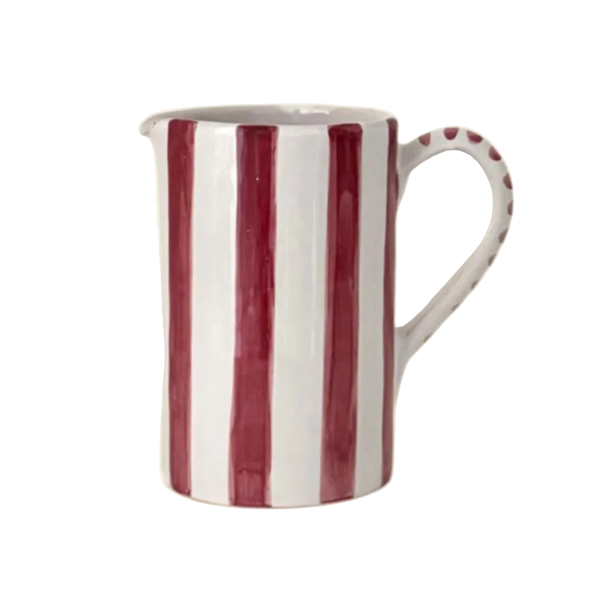 Salerno Jug, Bold Cranberry Stripe
