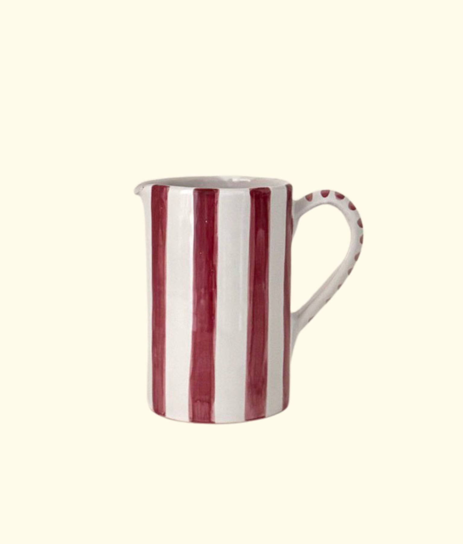 Salerno Jug, Bold Cranberry Stripe