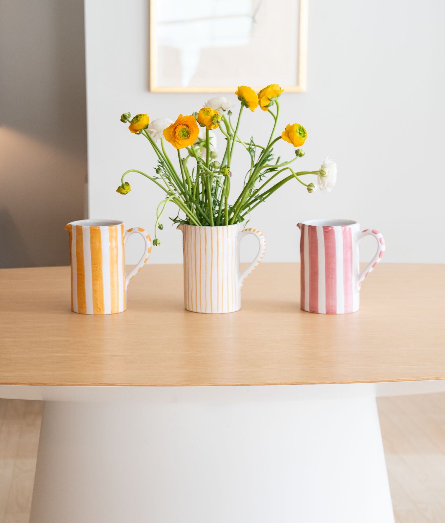 Salerno Hand-painted Ceramic Jug in Amber Stripe