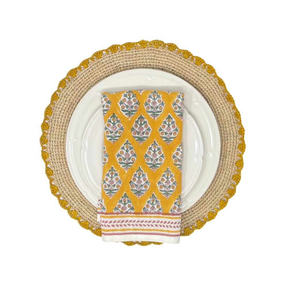 Marigold Raffia Placemats, Boho Round Natural Hand Woven Placemats, Table Mats for Dining Table
