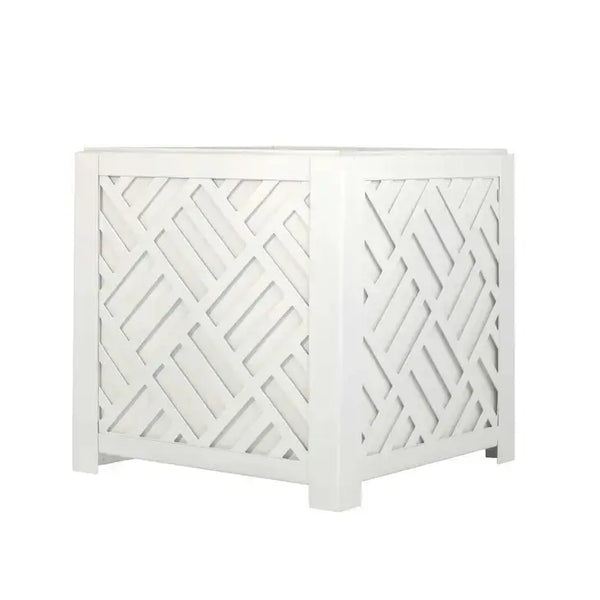 White Fretwork Box Planter with Removable Liner - The Mayfair Hall