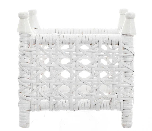 Cane Wicker Box Planter in White - The Mayfair Hall